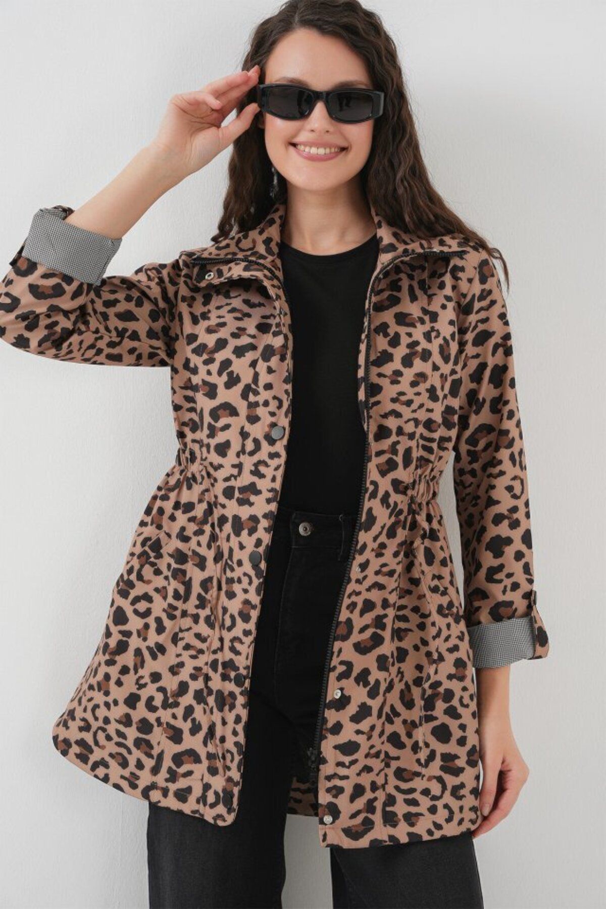 D&M Life Collection 10322 Beli Büzgülü Trençkot - B.Kahverengi