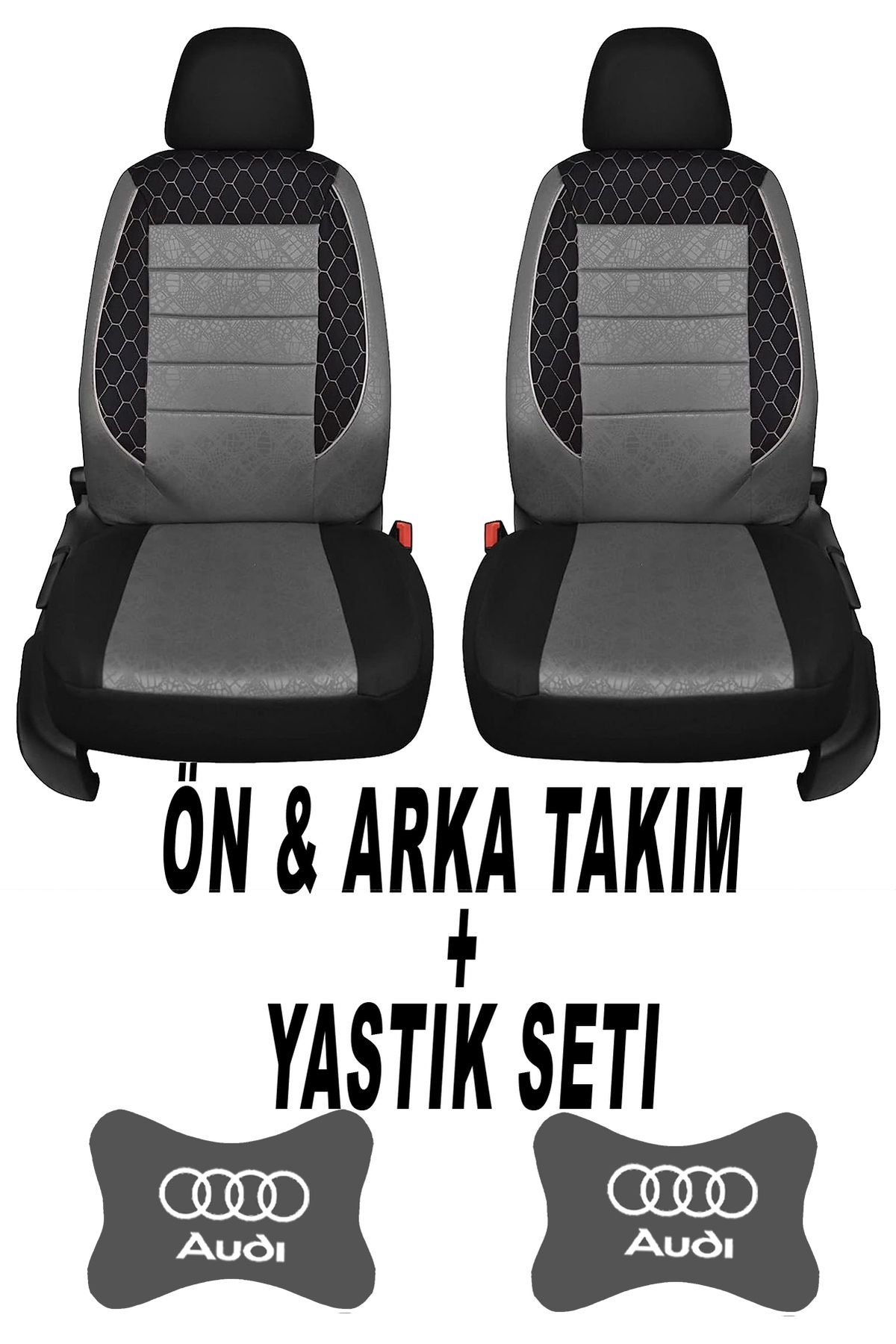 1araba1ev Oto Koltuk Kılıfı Audi Ön Arka Takım + 2 Adet Boyun Yastığı Seti