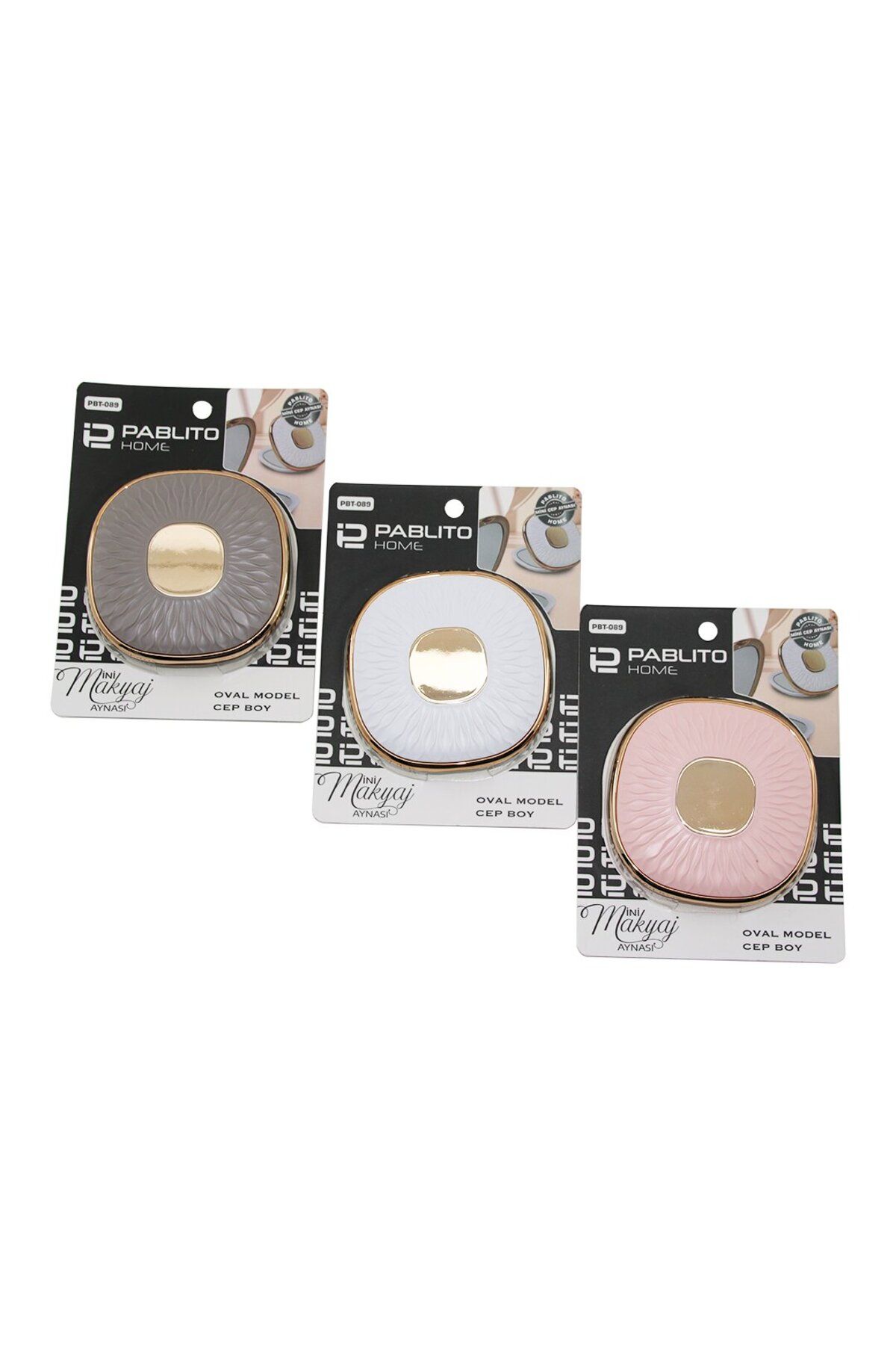 Findit OVAL 3 İNÇ- 9X9CM CEP - ÇANTA MİNİ MAKYAJ AYNASI BRONZ KAPAK KENARI-GÖBEK - RENKLİ PLS. (2818)