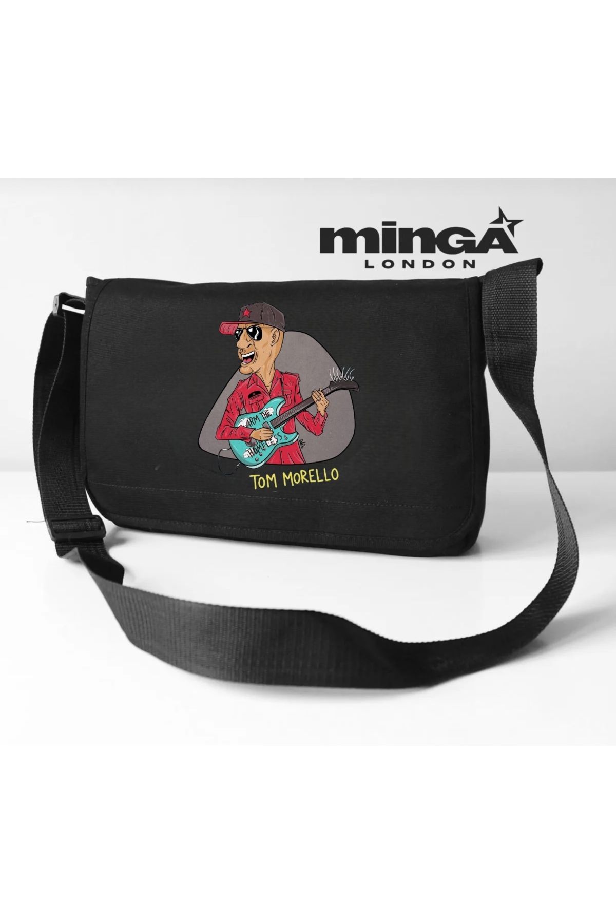 Minga London Tom Morello Siyah Postacı Çantası -Minga London