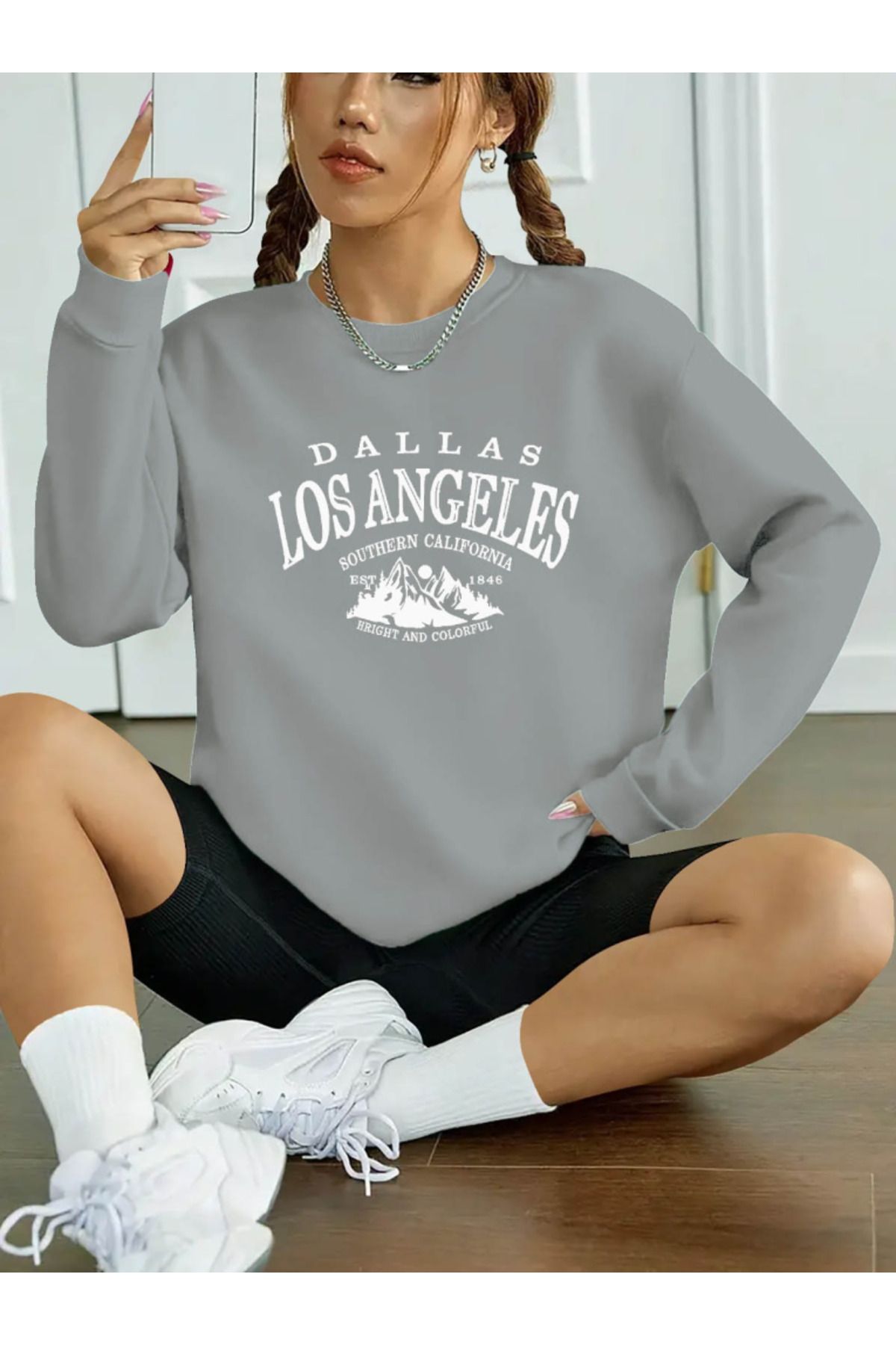 D&M Life Collection Kadın Uzun Kollu Bisiklet Yaka Viskon Iki Iplik Bluz