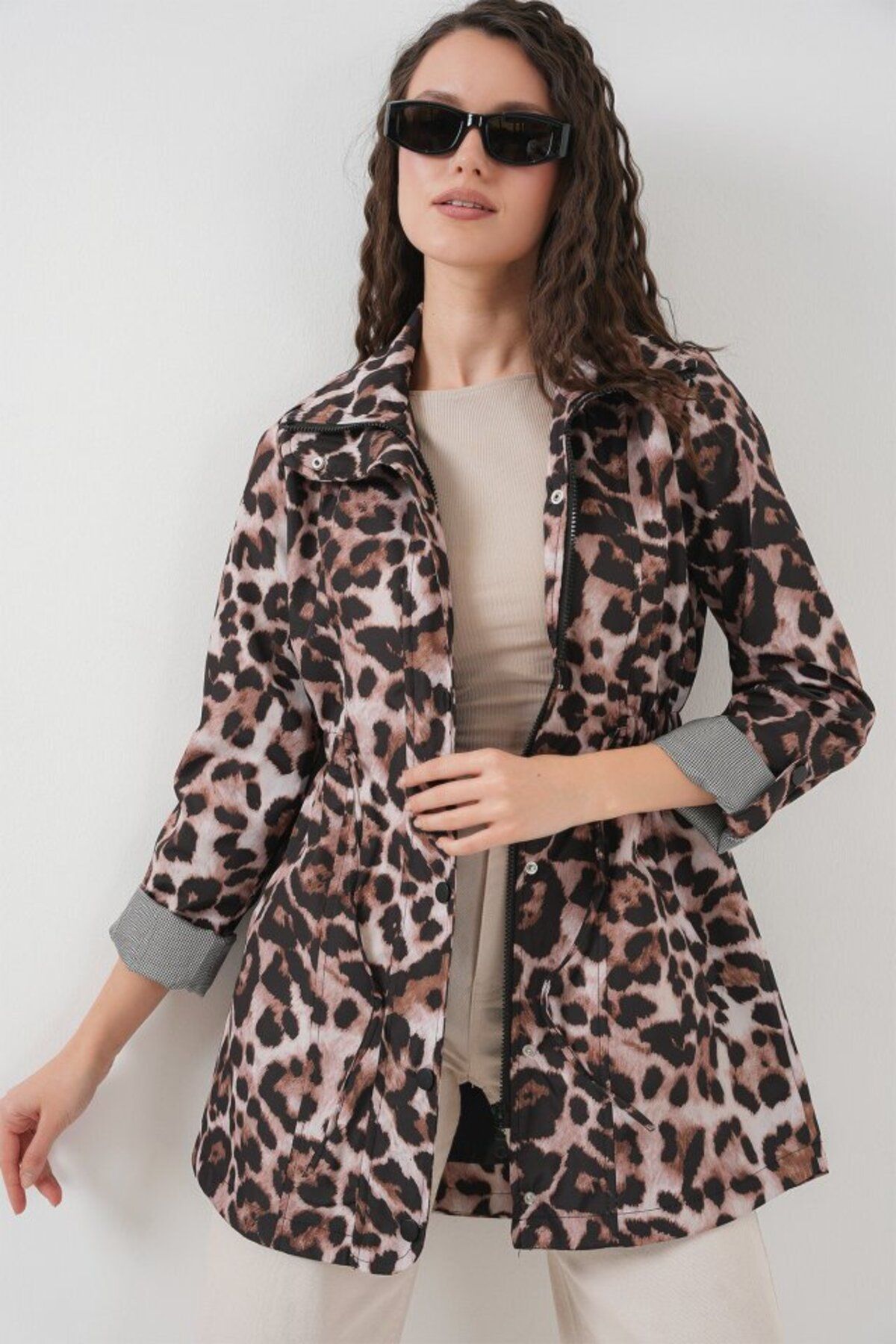 D&M Life Collection 10322 Beli Büzgülü Trençkot - D.Kahve - - D.kahve