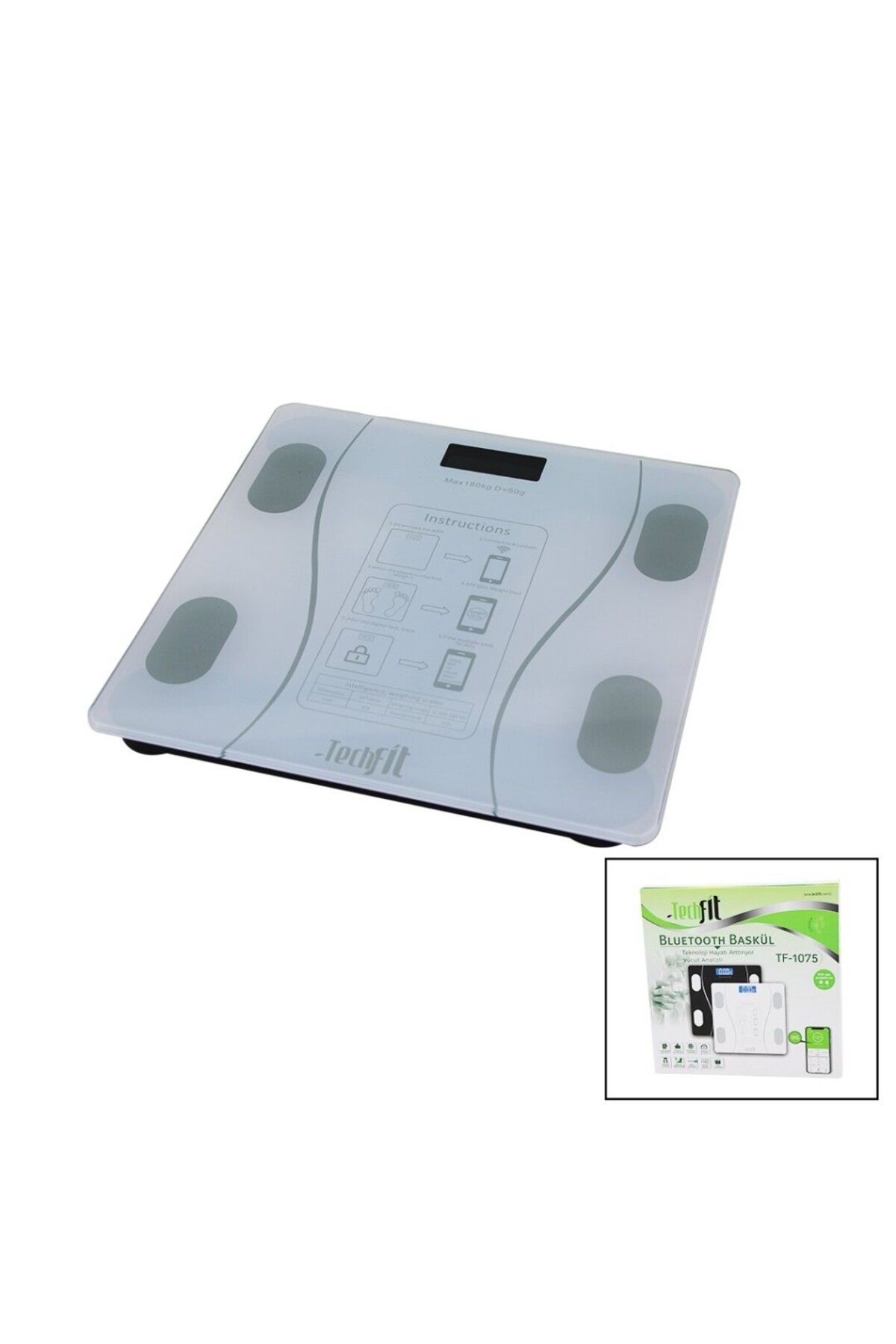 Aydoganticaret44 BLUETOOTH -VÜCUT ANALİZLİ DİJİTAL BASKÜL TERAZİ 180KG/50G YAĞ -SU -KAS ORAN -BMI -O