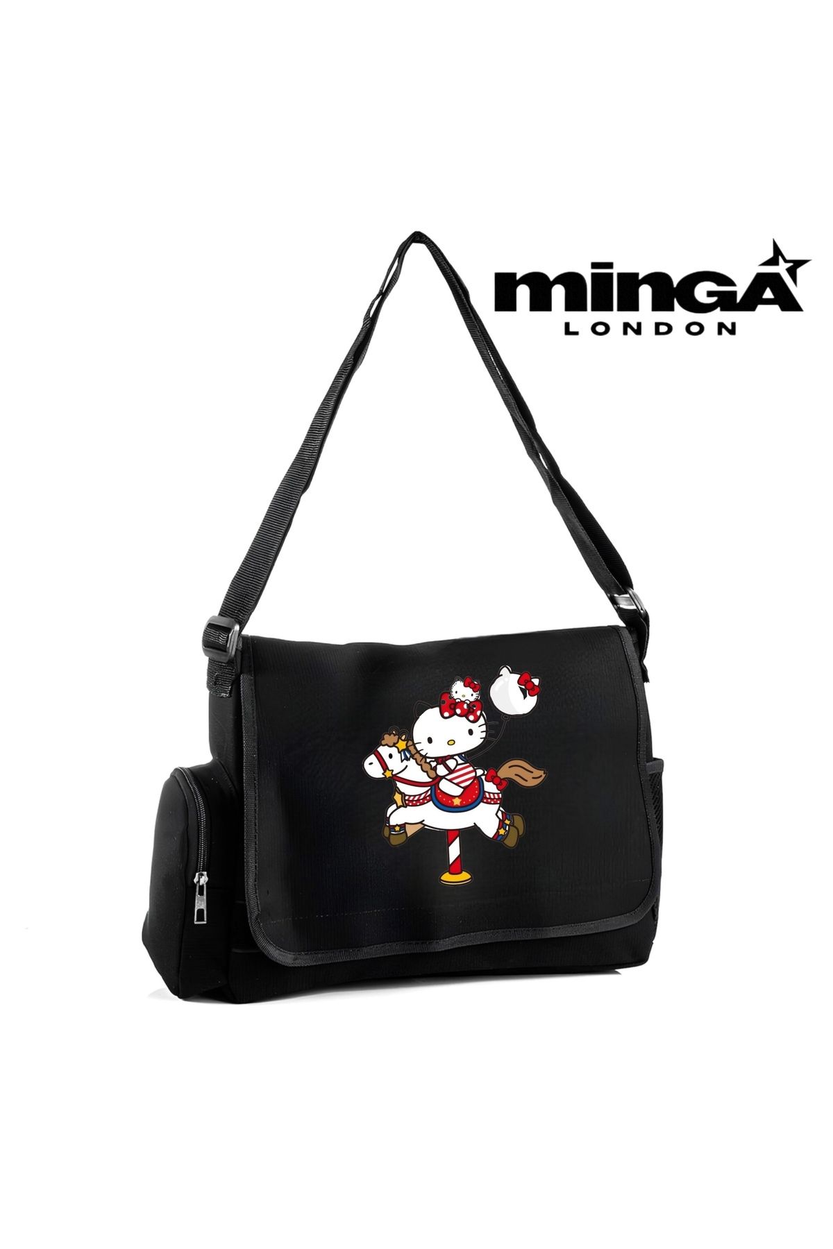 Minga London Hello Kitty Carousel Siyah Postacı Çantası -Minga London