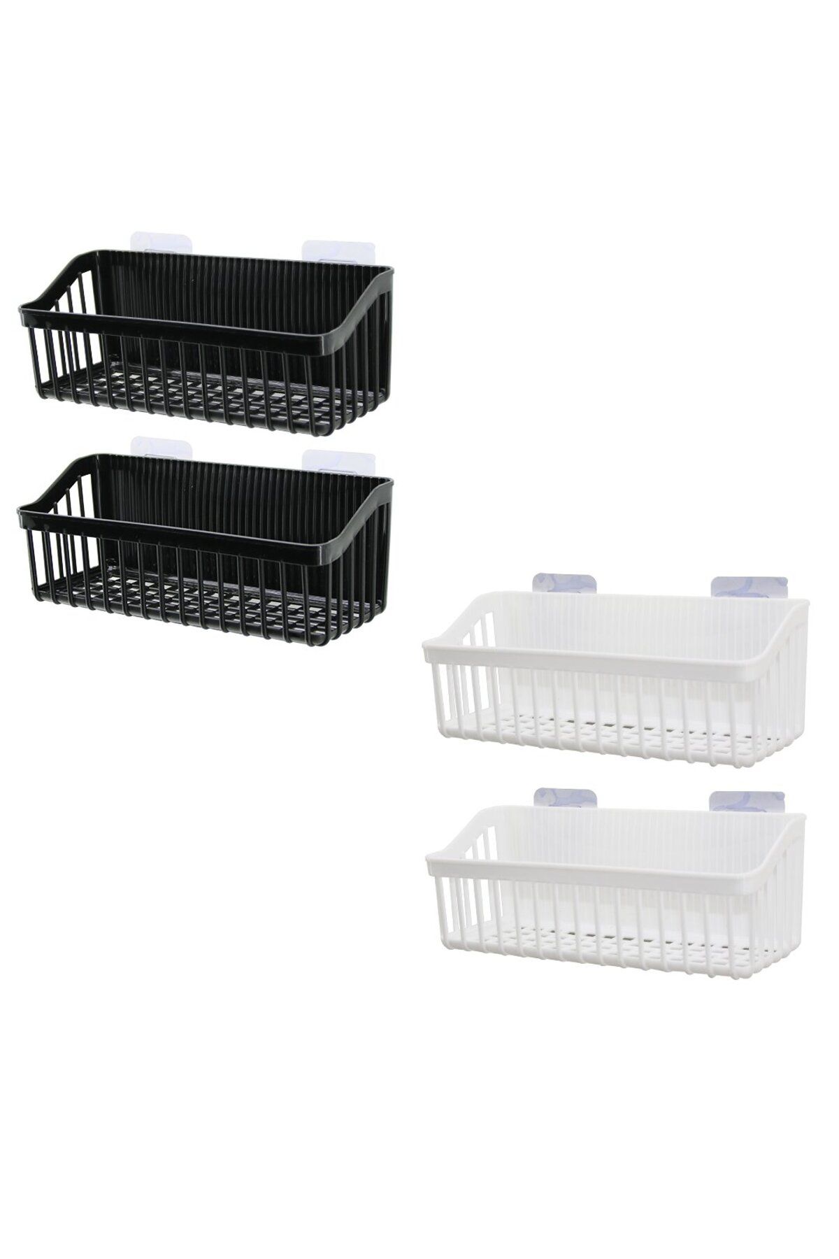 Findit 2PCS BANYO - MUTFAK ORGANİZERİ PLASTİK YAPIŞKAN ASKILIKLI - SİYAH-BEYAZ 7X10X26CM (2818)