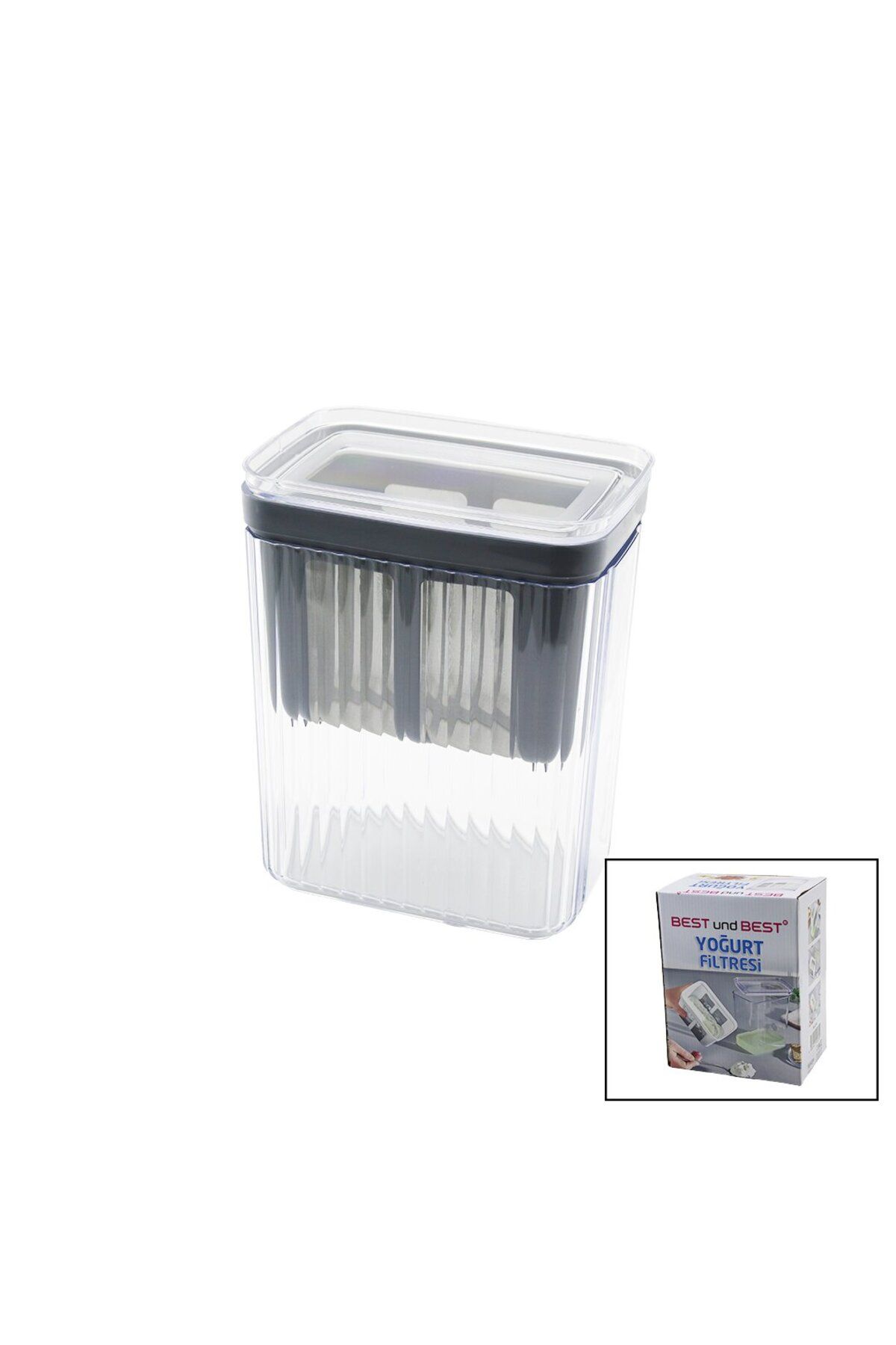 Findit YOĞURT SÜZME FİLTRESİ KABI MİKA KRİSTAL HAZNE - SİLİKON CONTALI KAPAK - PLS.ÇERÇEVELİ SÜZGEÇ BK-230