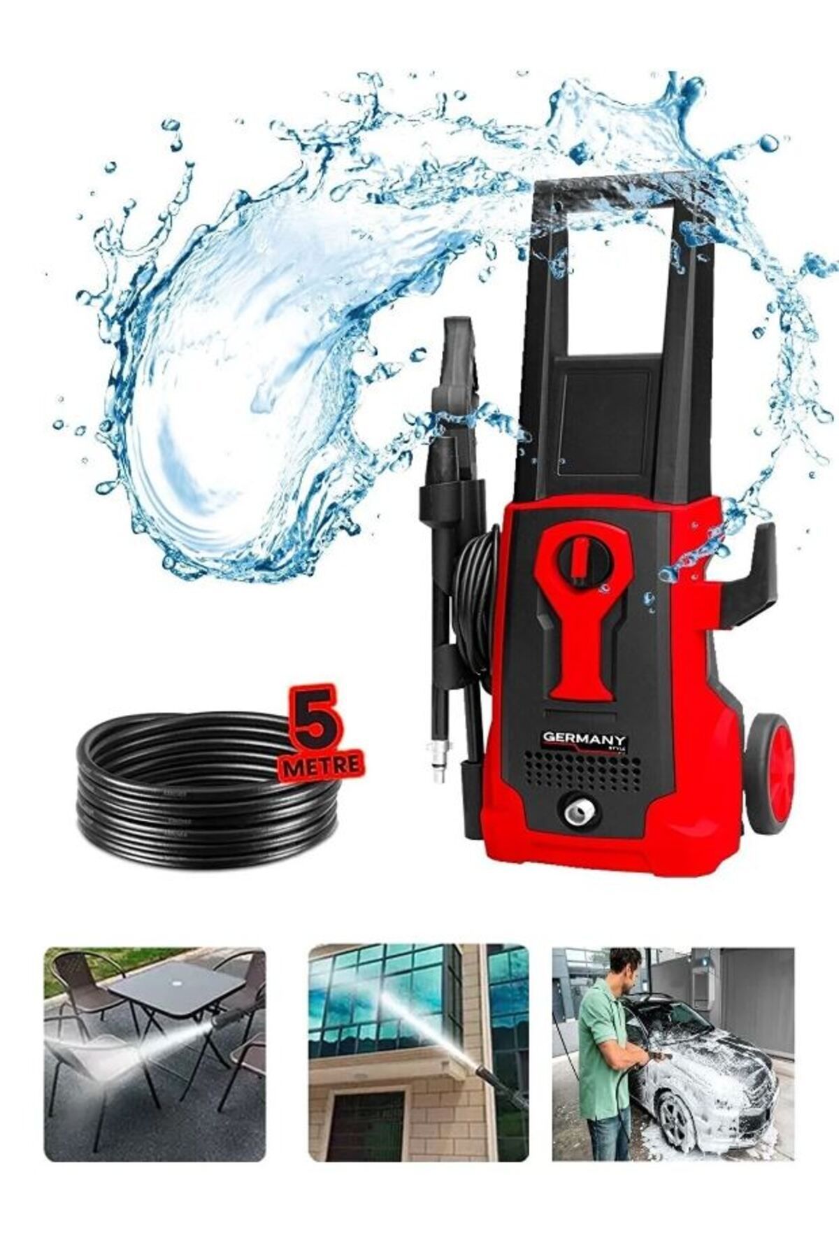 AboutThePerfect Yüksek Basınçlı Yıkama Makinesi 1600W 135Bar Güçlü Temizlik Araçları