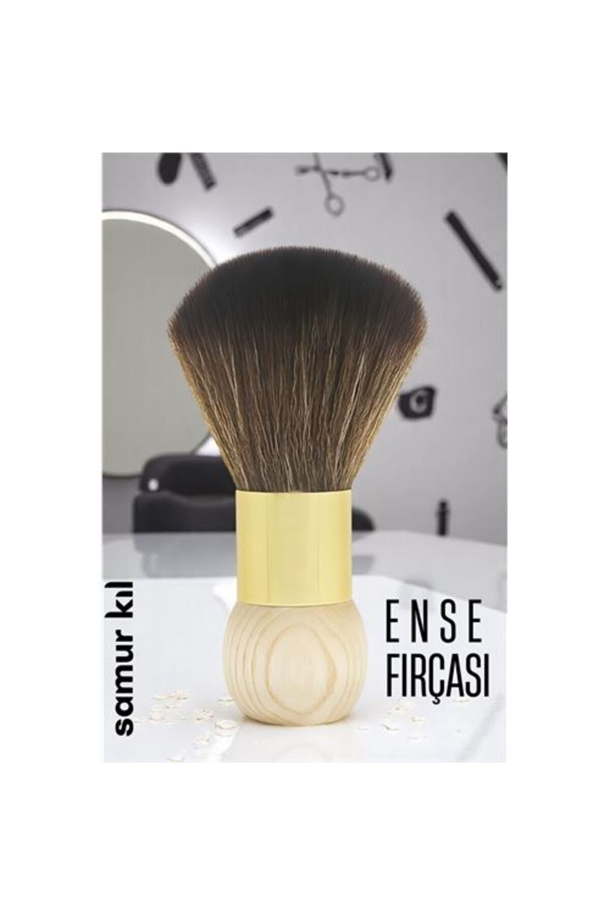 mrpurple Samur Berber Ense Fırçası Saç Temizleme Fırçası - Berber Temizlik Fırçası- - PRP8047-6597