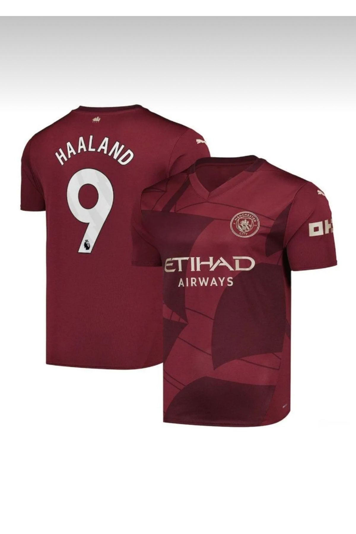 Atlas manchester city HAALAND DEPLASMAN BORDO YETİŞKİN FUTBOL FORMASI