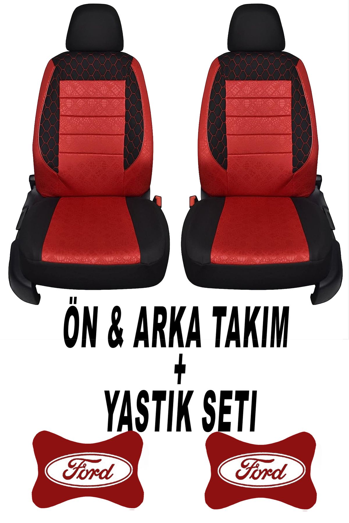 1araba1ev Oto Koltuk Kılıfı Ford Ön Arka Takım + 2 Adet Boyun Yastığı Seti