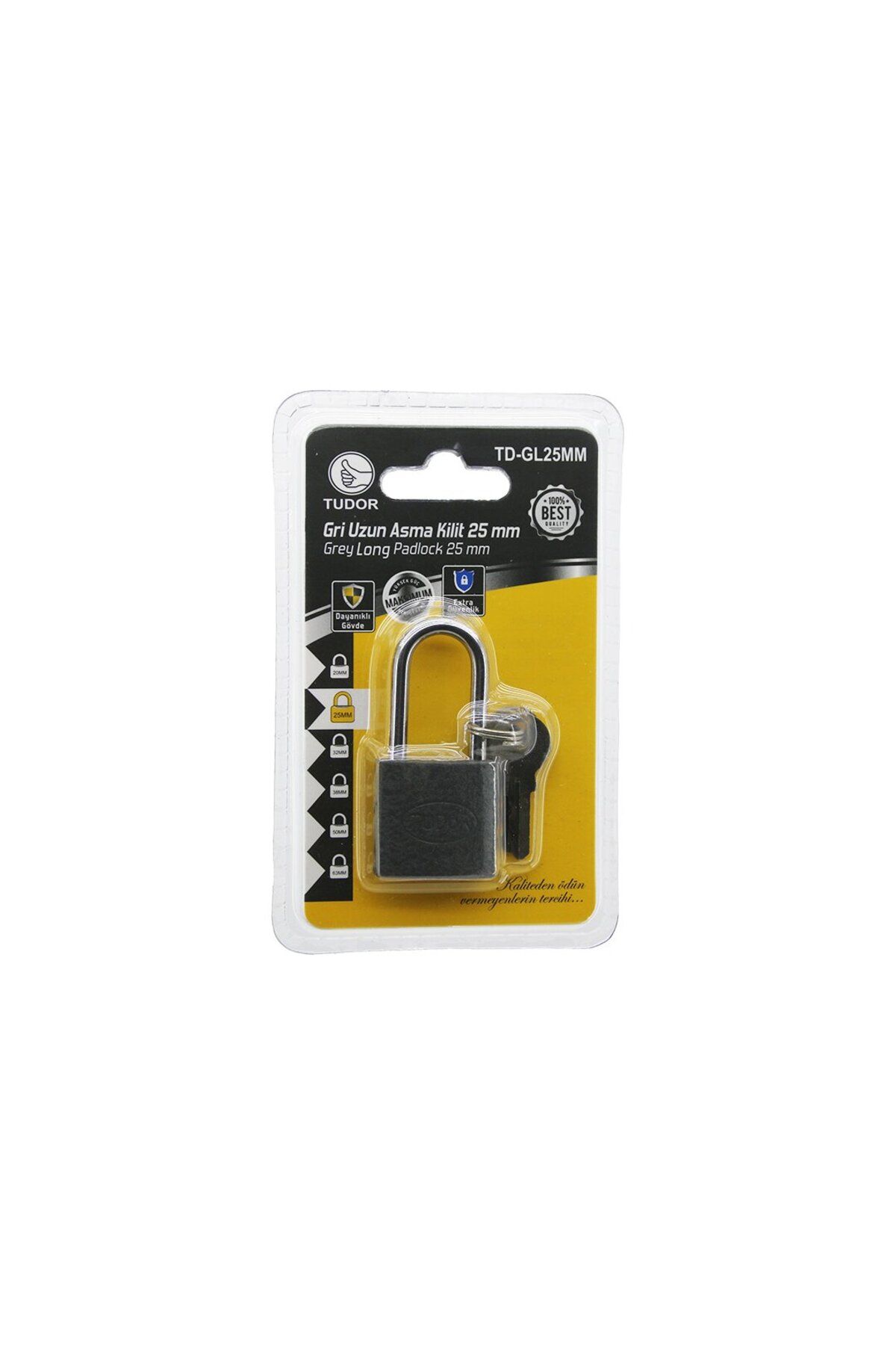 Findit TUDOR TD-GL25MM VAKUMLU 25MM - GRİ UZUN KANCALI ASMA KİLİT (2818)