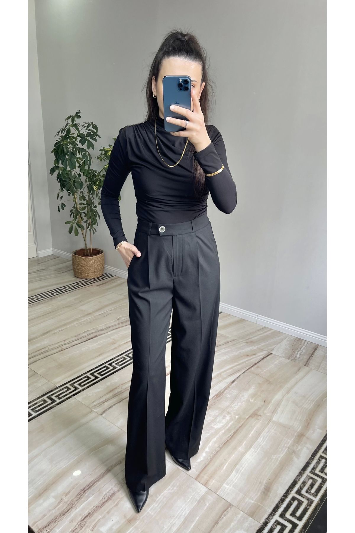 ZEAL Beli Lastikli Palazzo Pantolon