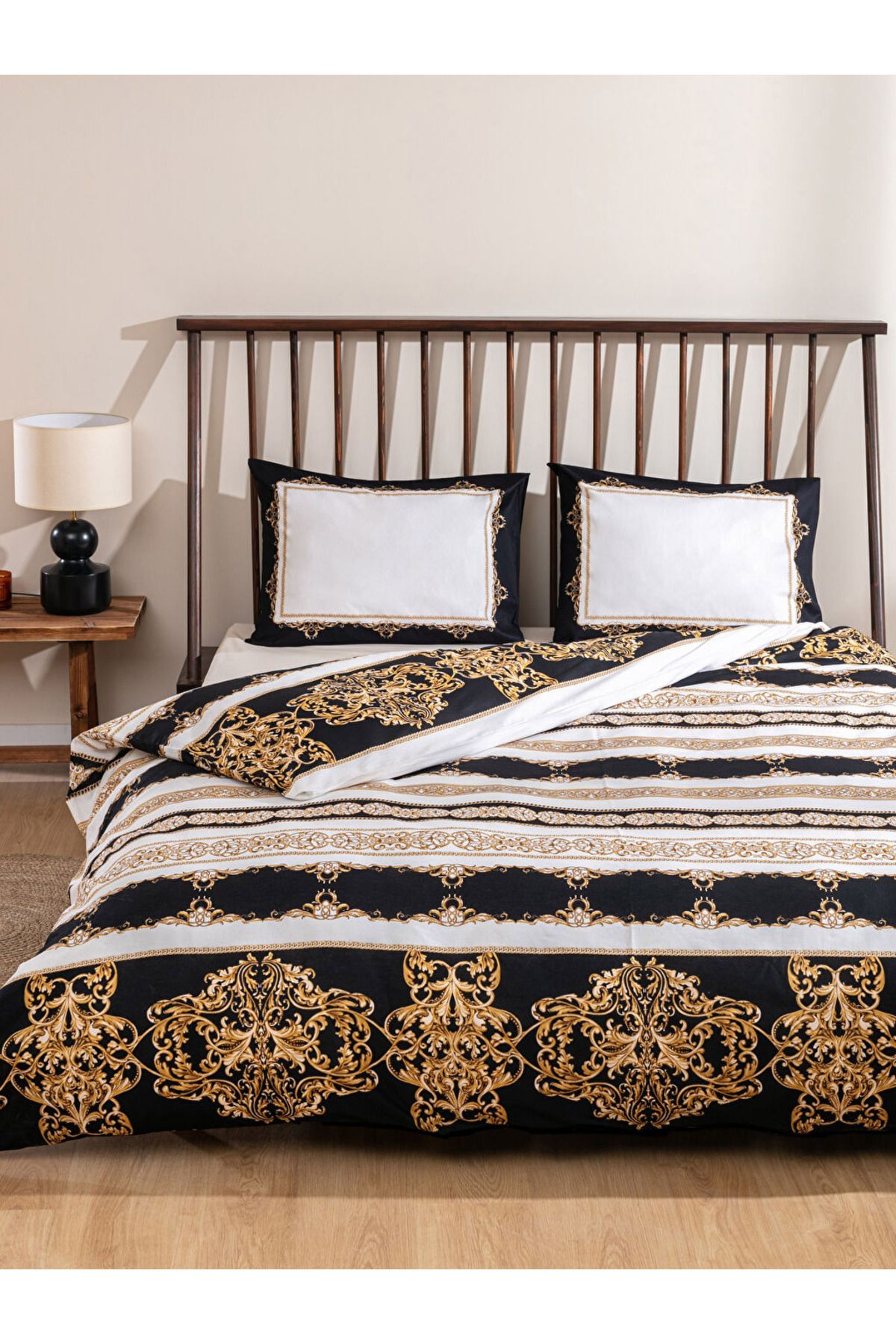 LC Waikiki Kahverengi Çift Kişilik Battal Boy %100 Pamuk Desenli Nevresim Takımı 240 x 220 cm