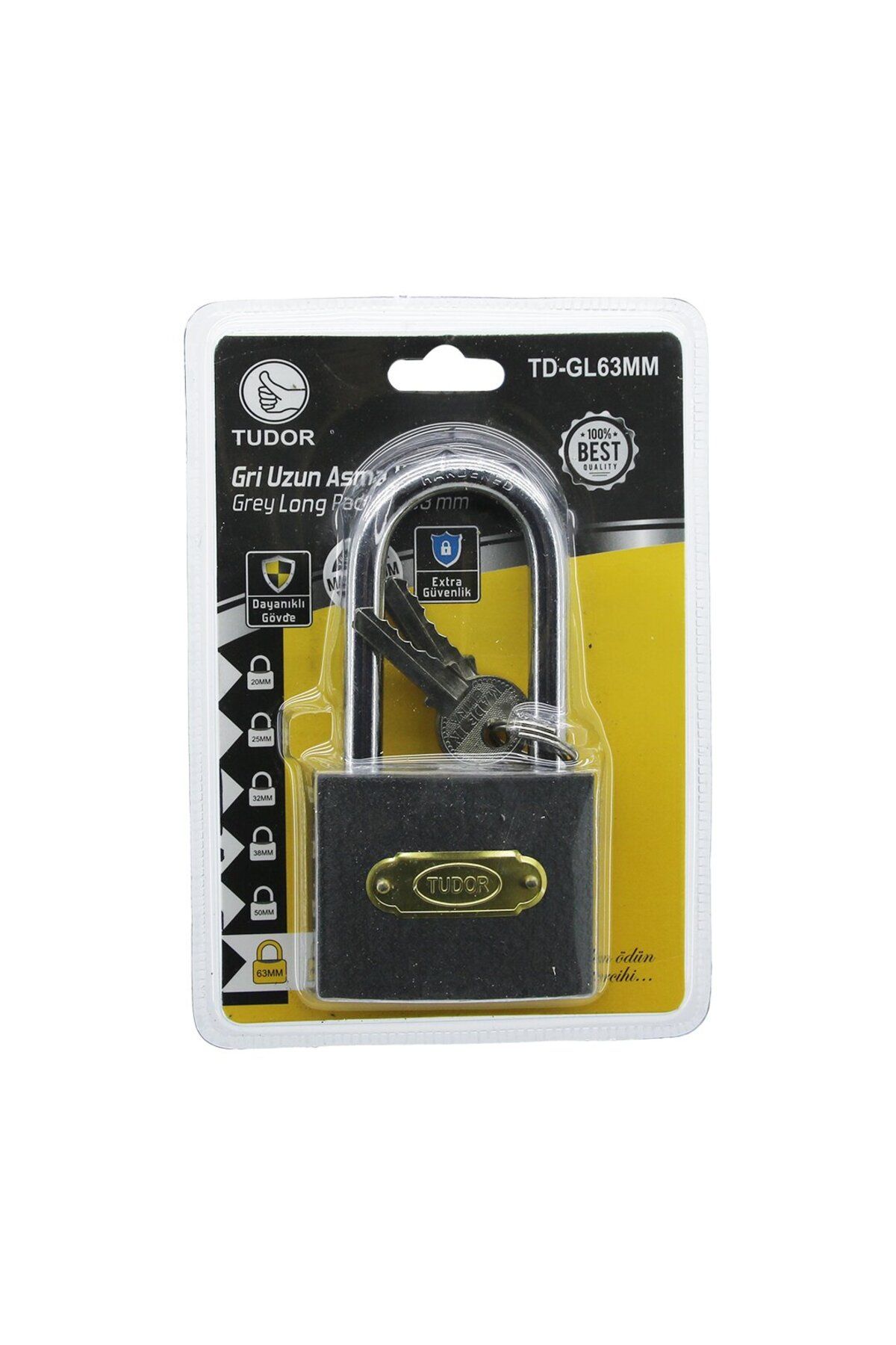 Findit TUDOR TD-GL63MM VAKUMLU 63MM - GRİ UZUN KANCALI ASMA KİLİT (2818)