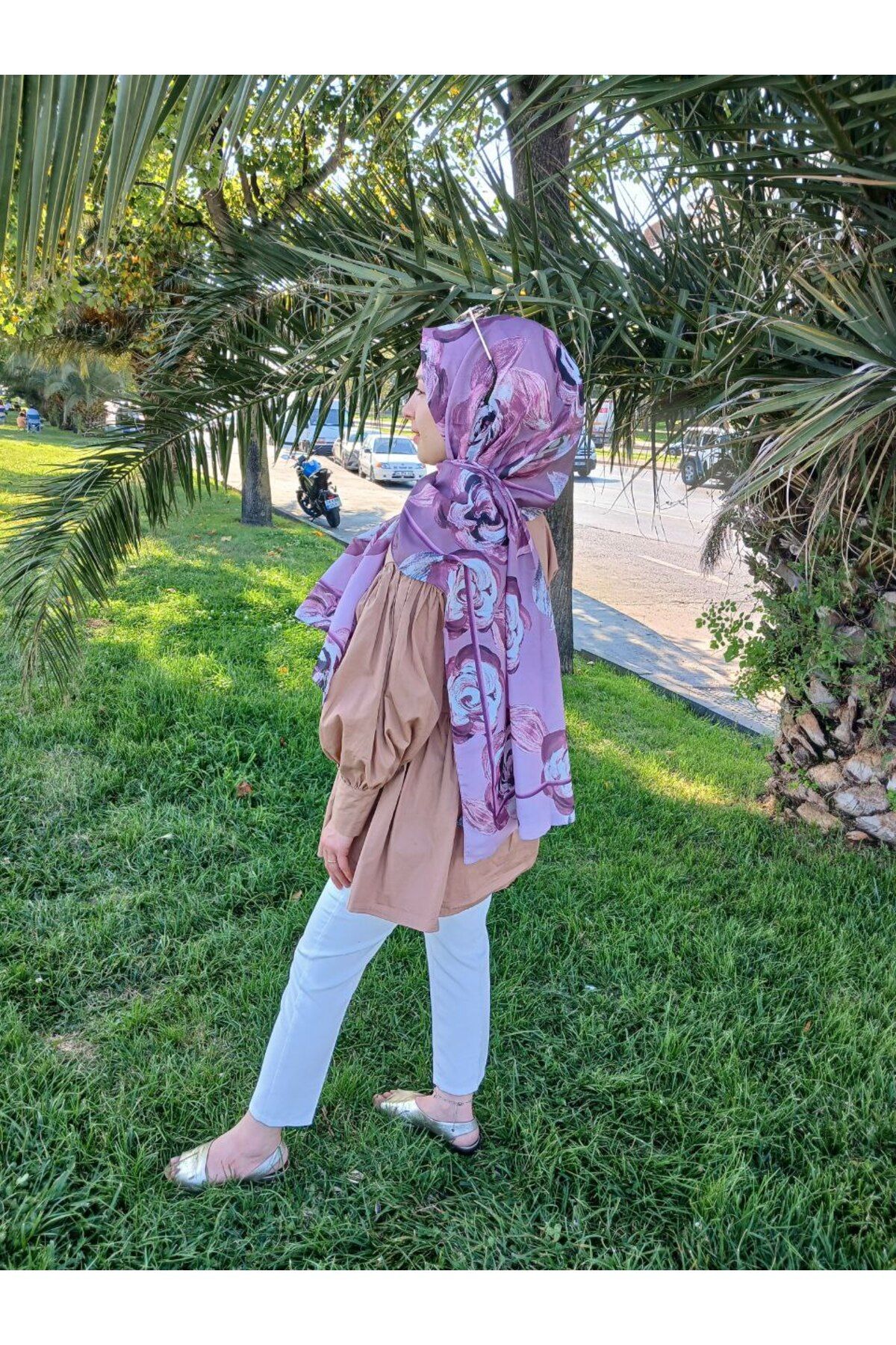 Nilbutik Çiçek Desen Pamuk Şal