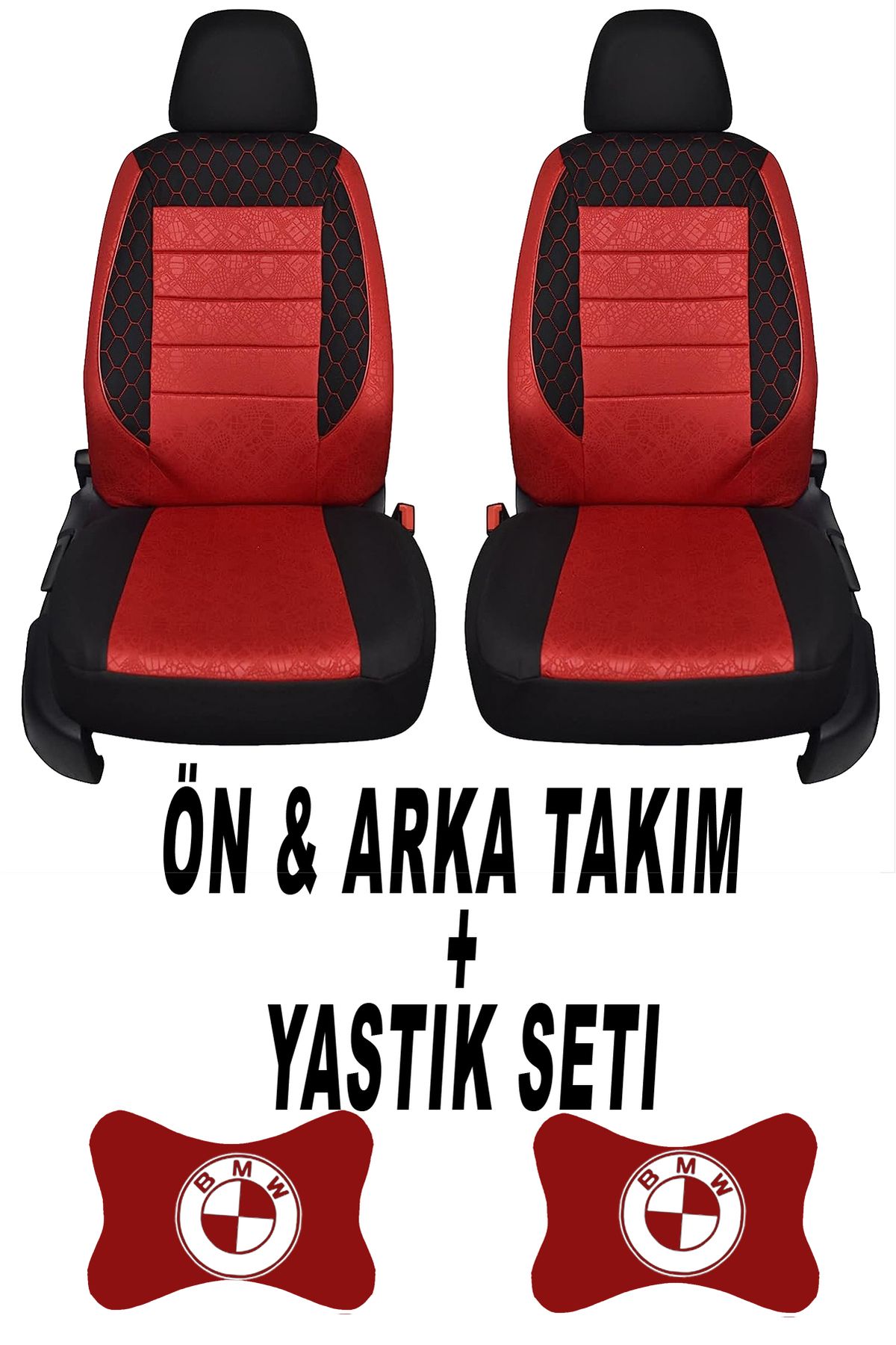 1araba1ev Oto Koltuk Kılıfı BMW Ön Arka Takım + 2 Adet Boyun Yastığı Seti