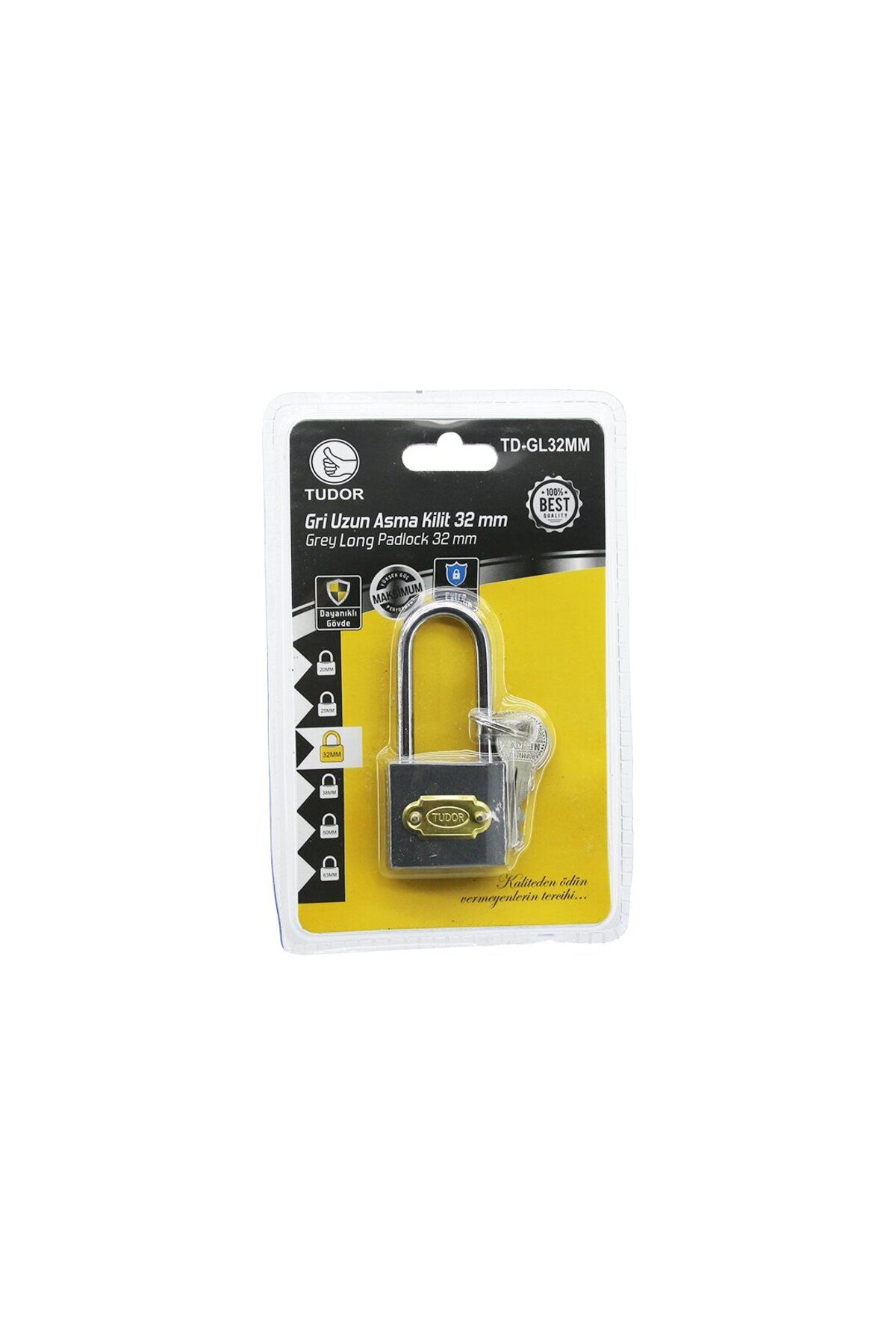 Findit TUDOR TD-GL32MM VAKUMLU 32MM - GRİ UZUN KANCALI ASMA KİLİT (2818)