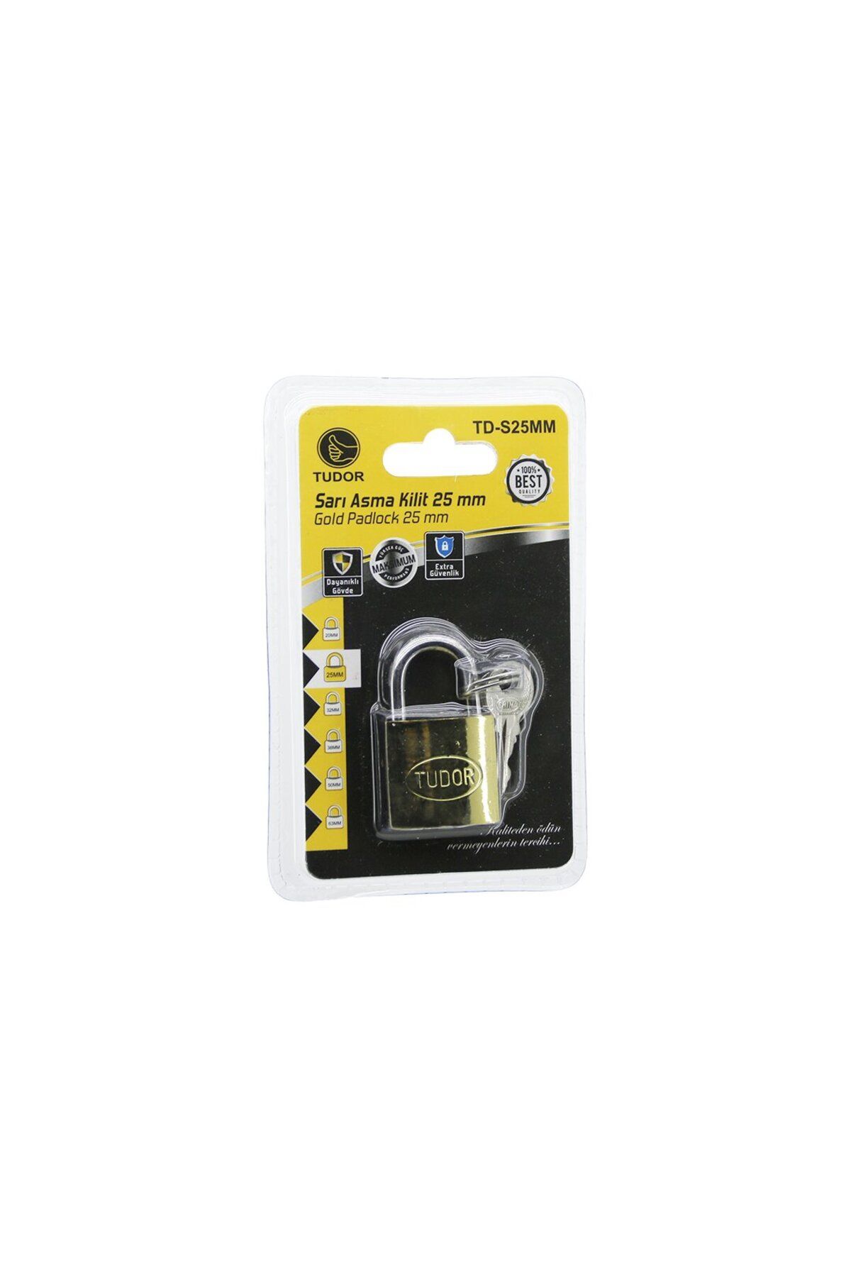 KutuluStore TUDOR TD-S25MM VAKUMLU 25MM - SARI KISA KANCALI ASMA KİLİT (5168)
