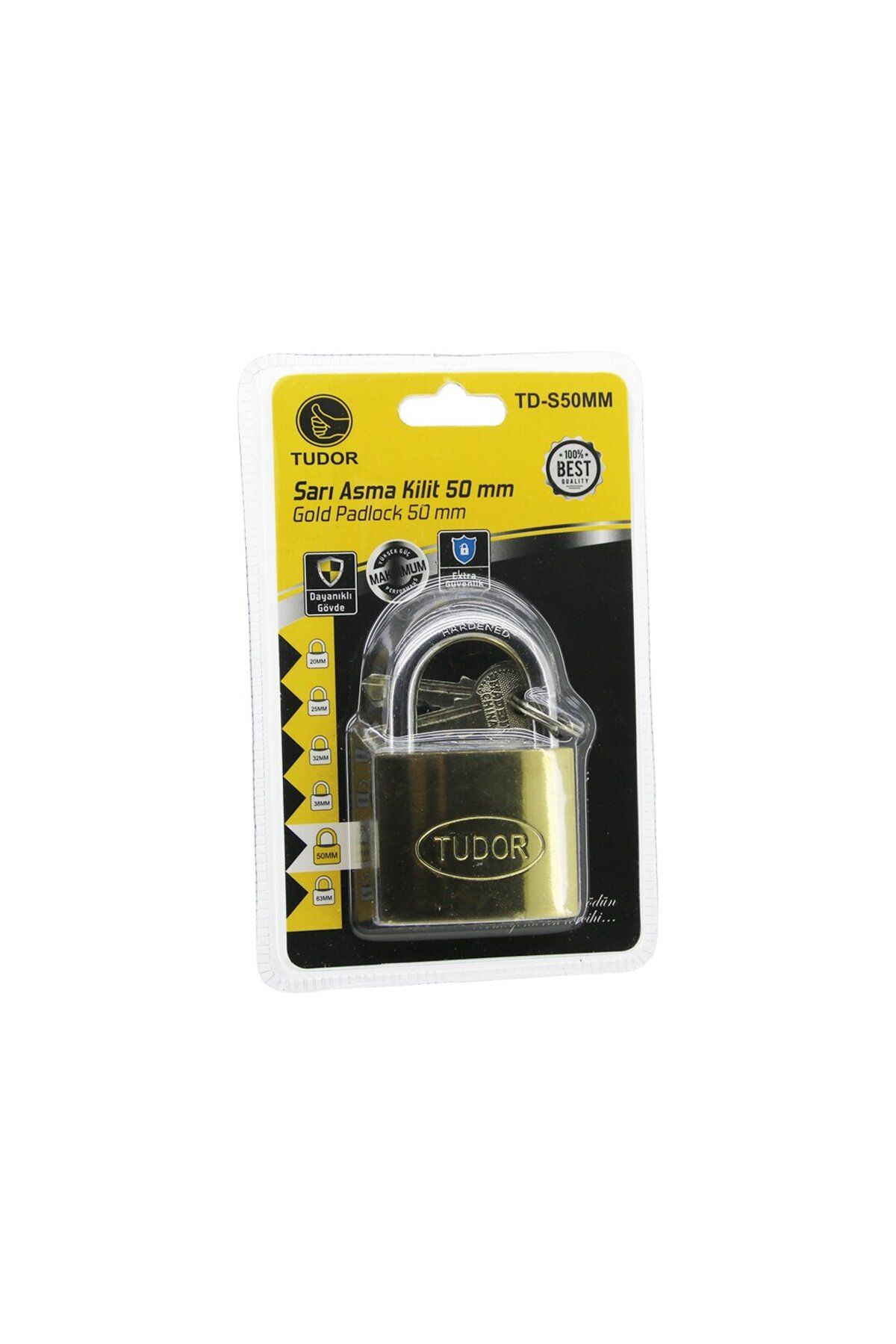 KutuluStore TUDOR TD-S50MM VAKUMLU 50MM - SARI KISA KANCALI ASMA KİLİT (5168)