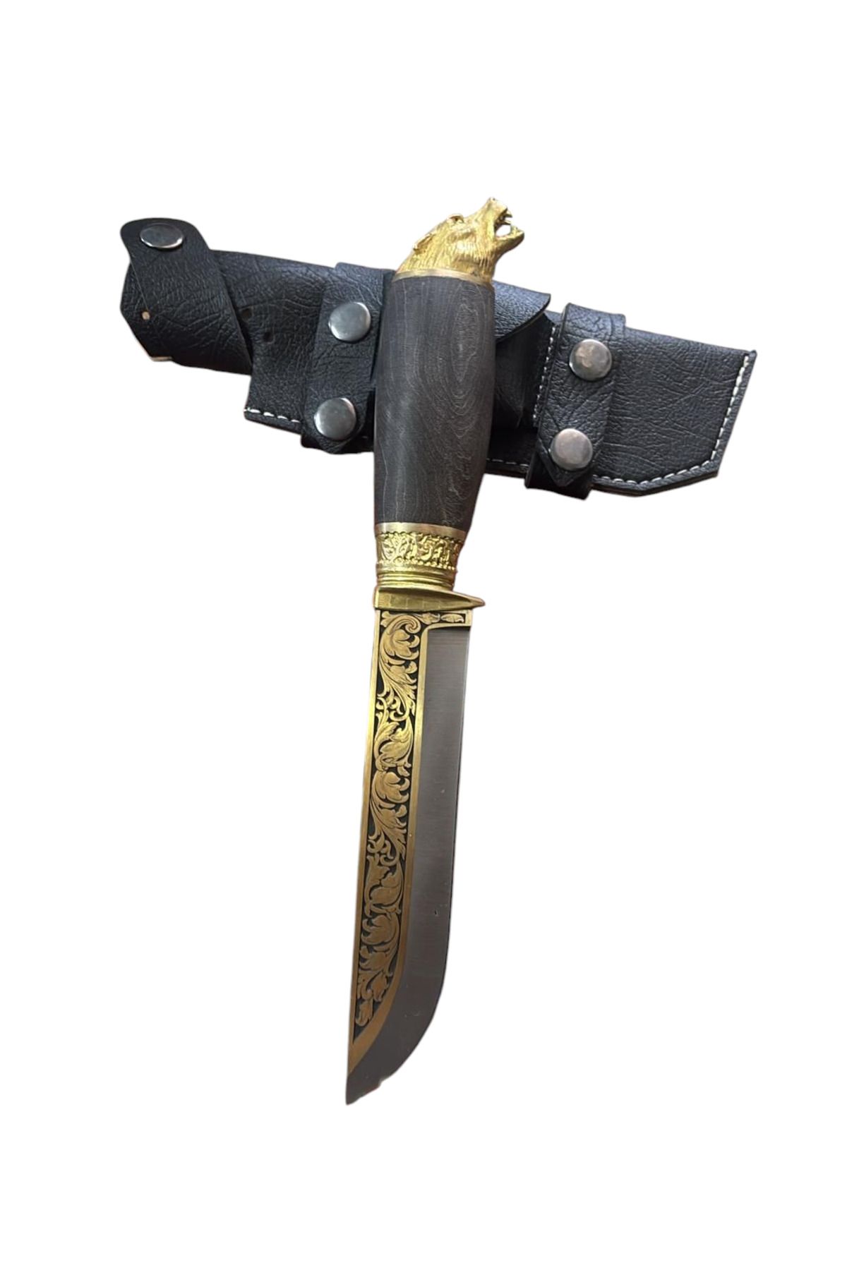 Krc Knife Özel Kılıflı Stabilize Kabze Altın İşleme Bıçak