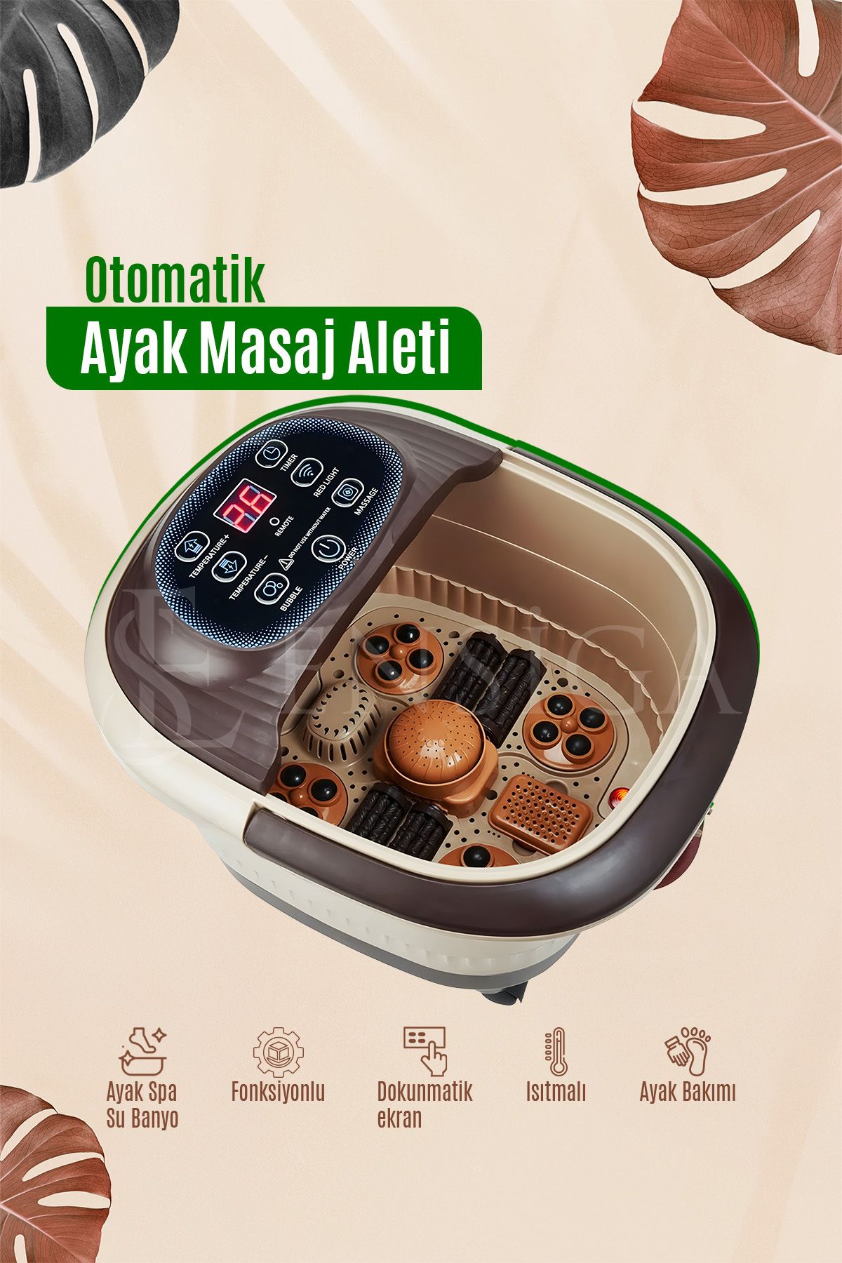 AboutThePerfect Isıtmalı otomatik ayak masaj spa, dokunmatik fonksiyonlu rahatlatıcı bakım cihazı