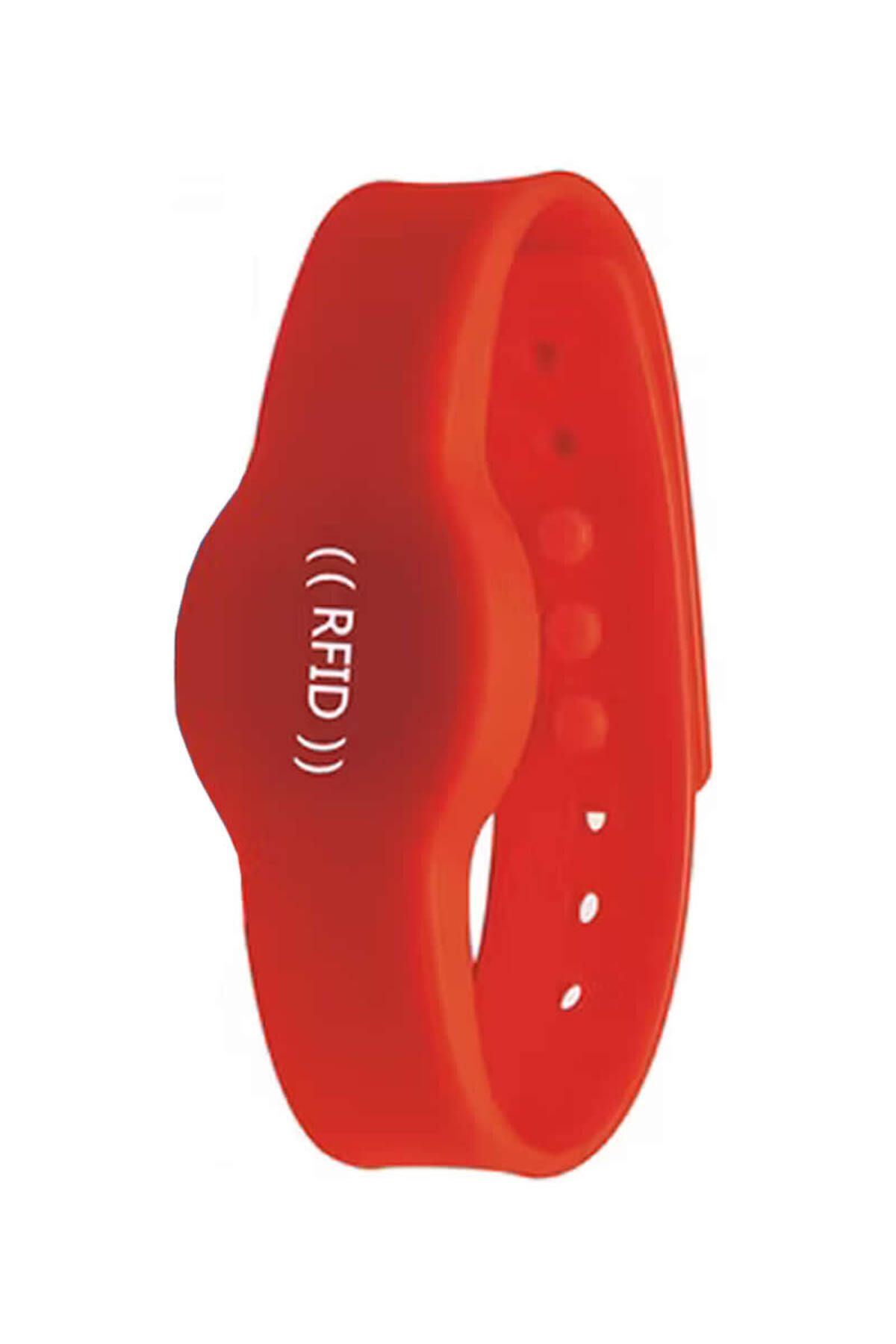 AboutThePerfect Kırmızı Rfid Manyetik Silikon Bileklik, Su Geçirmez, 13.56 MHz Proximity Göstergeç