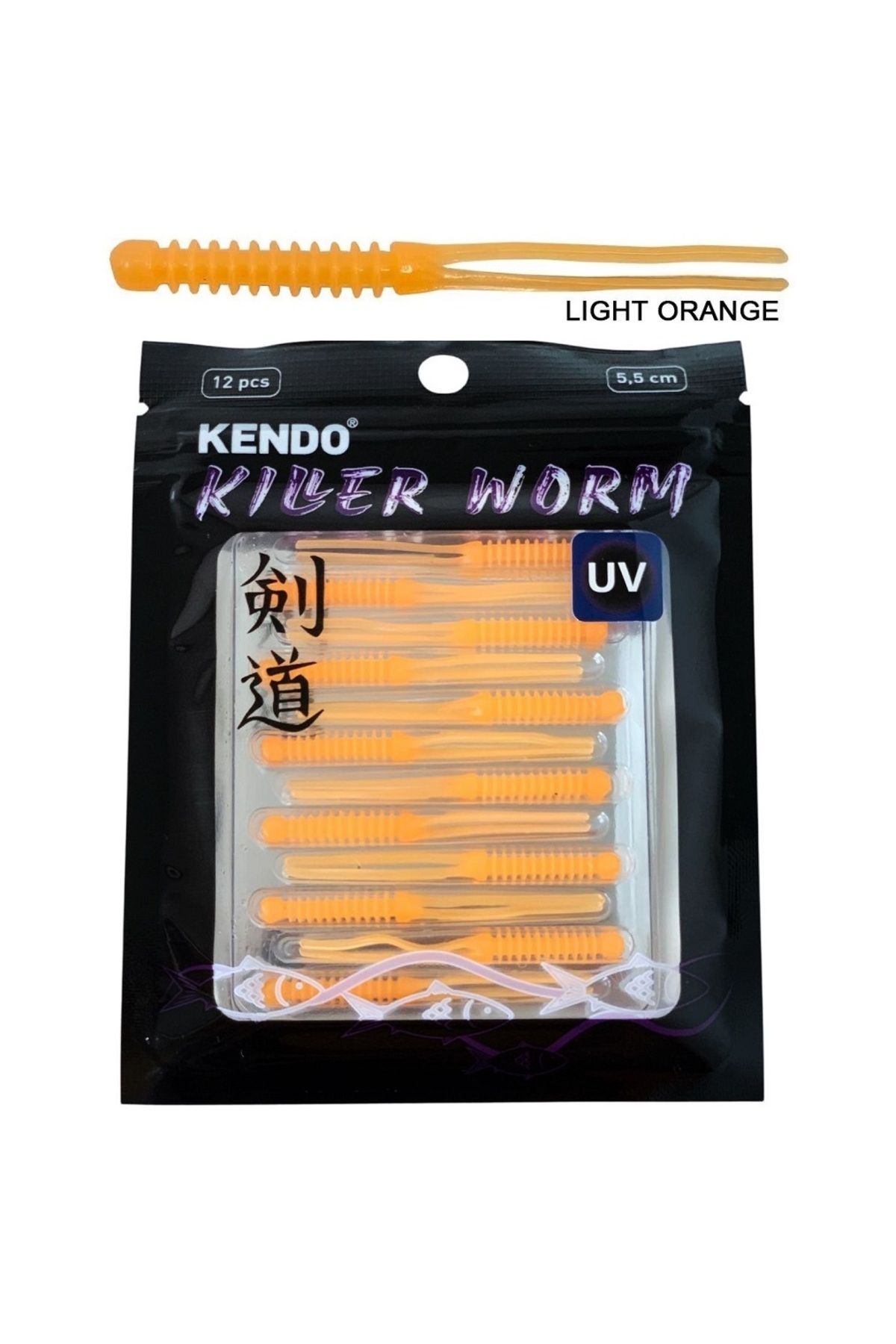 Kendo Killer Worm Lrf Silikonu 5.5cm (12'li Paket) Karides Kokulu Light Orange