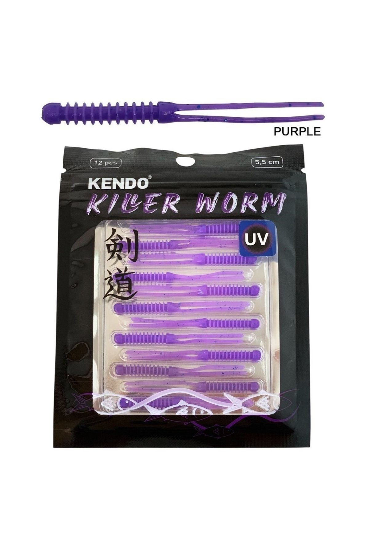 Kendo Killer Worm Lrf Silikonu 5.5cm (12'li Paket) Karides Kokulu Purple