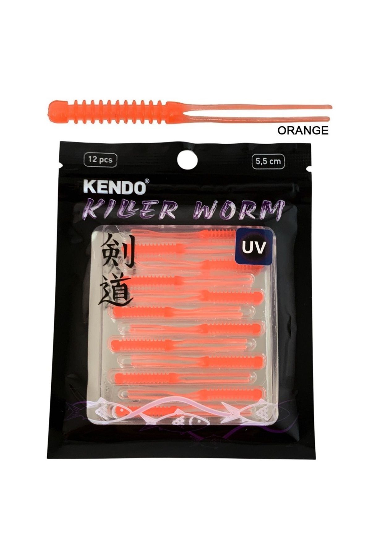 Kendo Killer Worm Lrf Silikonu 5.5cm (12'li Paket) Karides Kokulu Orange