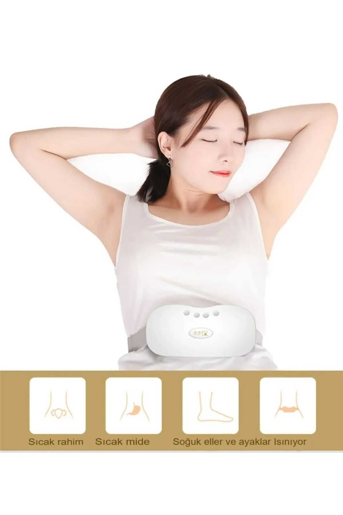 AboutThePerfect Şarjlı titreşimli bel ve karın masaj pedi, sıcaklık ve EMS destekli rahatlatıcı kullanım