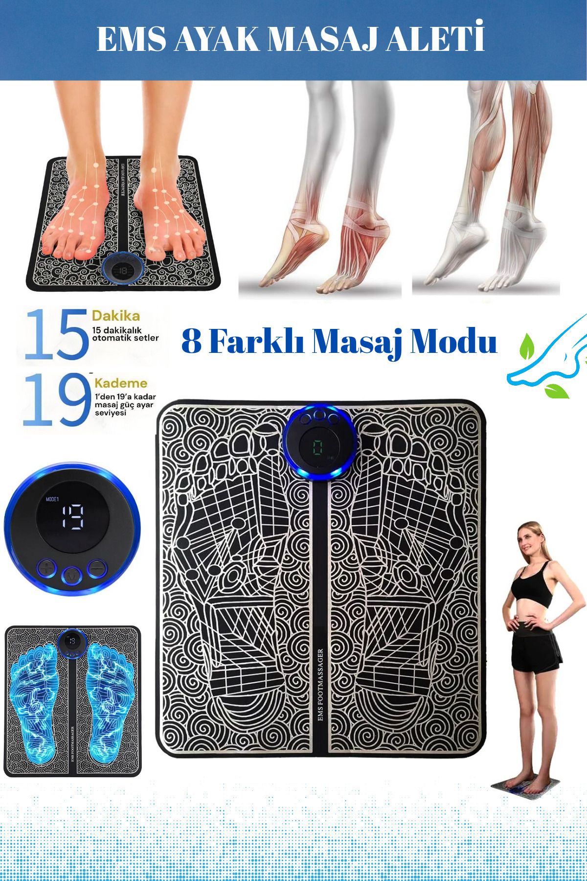 AboutThePerfect Bacak Kaslarını Güçlendiren Ems Ayak Masaj Cihazı