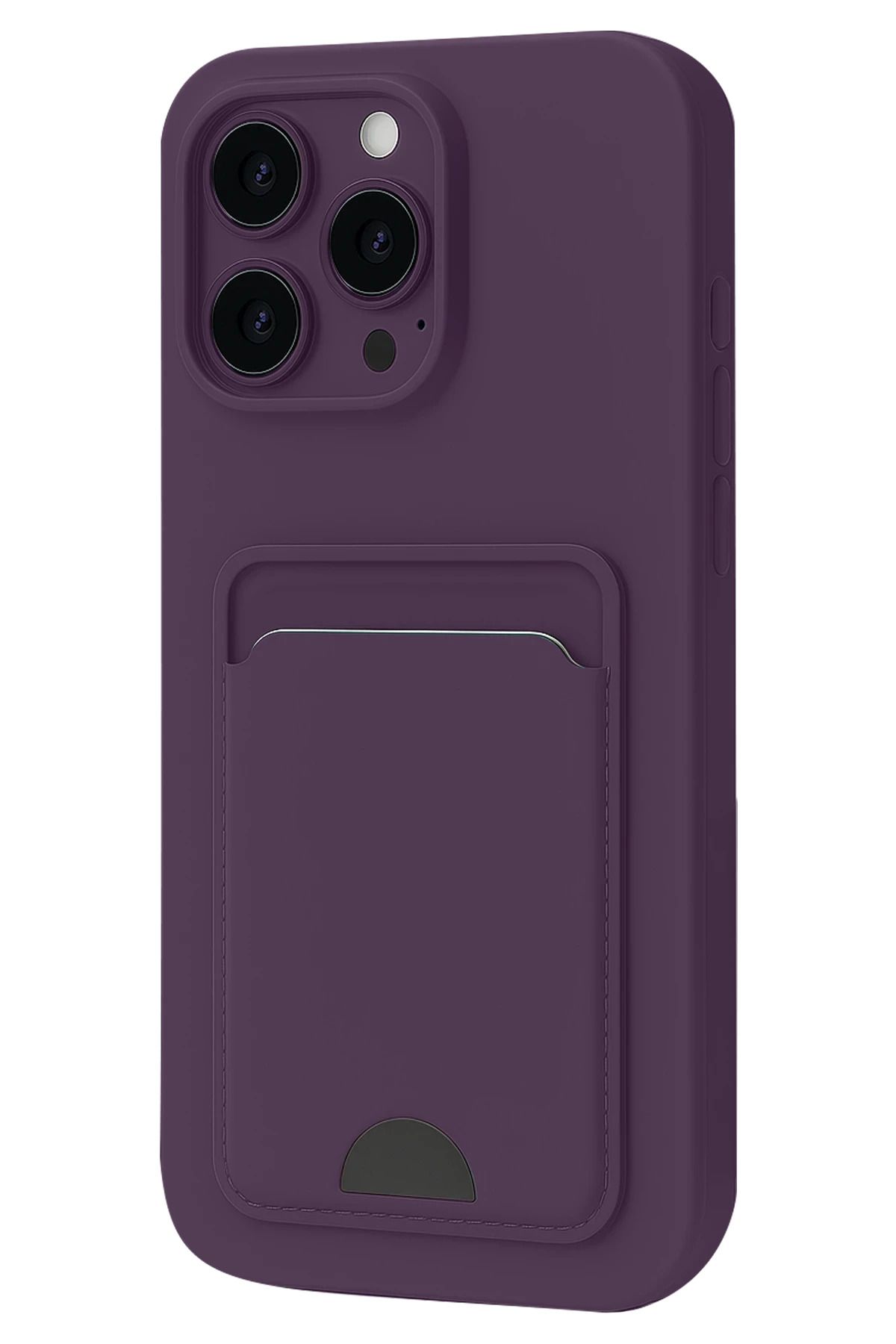 NewFace iPhone 16 Pro Max Kılıf Kelvin Kartvizitli Silikon - Derin Mor MXMPA