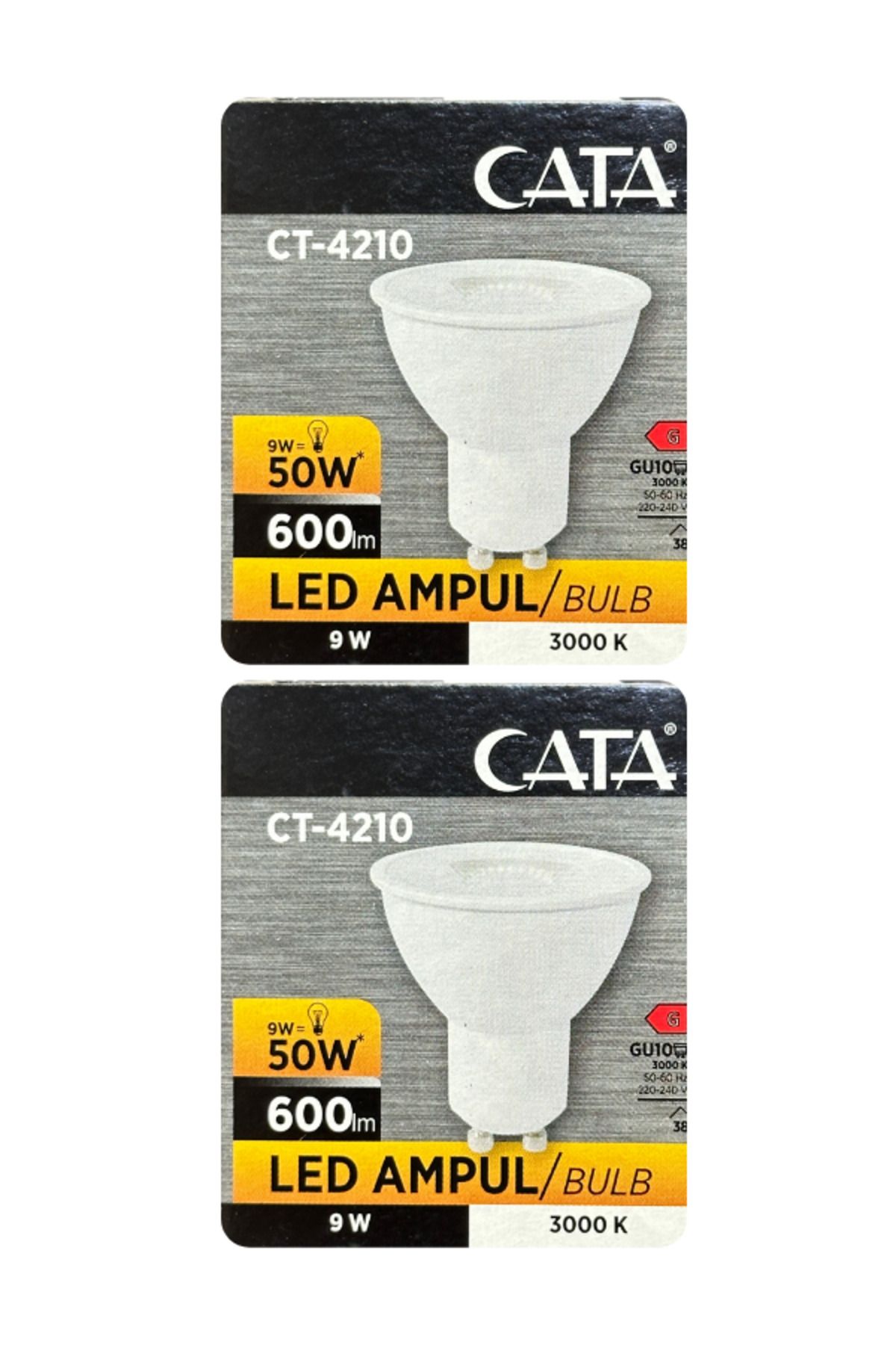 Avarson (2 Adet) Cata 9W (50W) Sarı Işık (3000K) Dim Edilebilir GU10 Duylu Led Spot Ampul