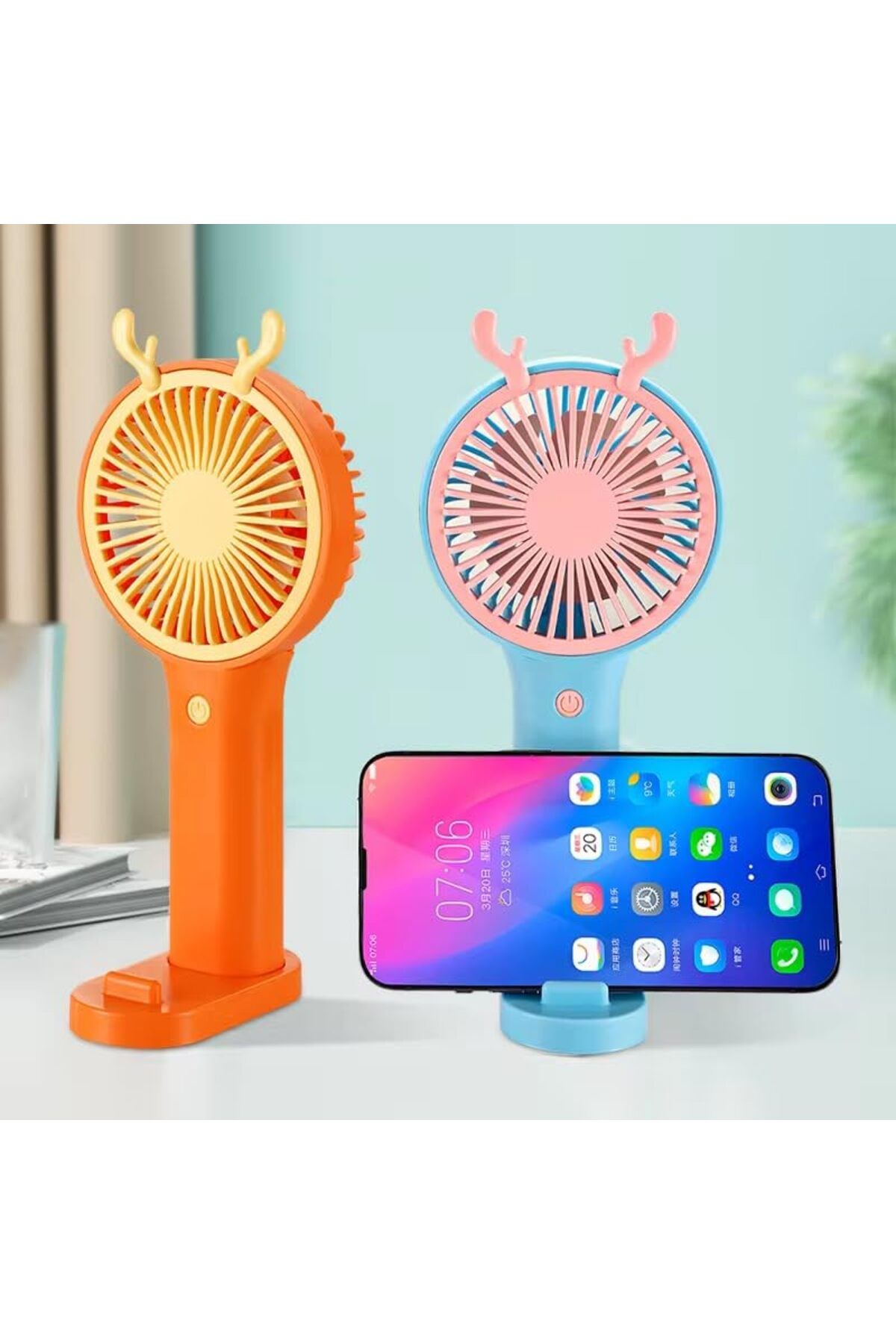 SNA Taşınabilir Mini Fan 3 Kademeli, Hafif Tasarım Düşük Gürültü El Fanı Usb Sarjlı Fan Telefon Tutucu