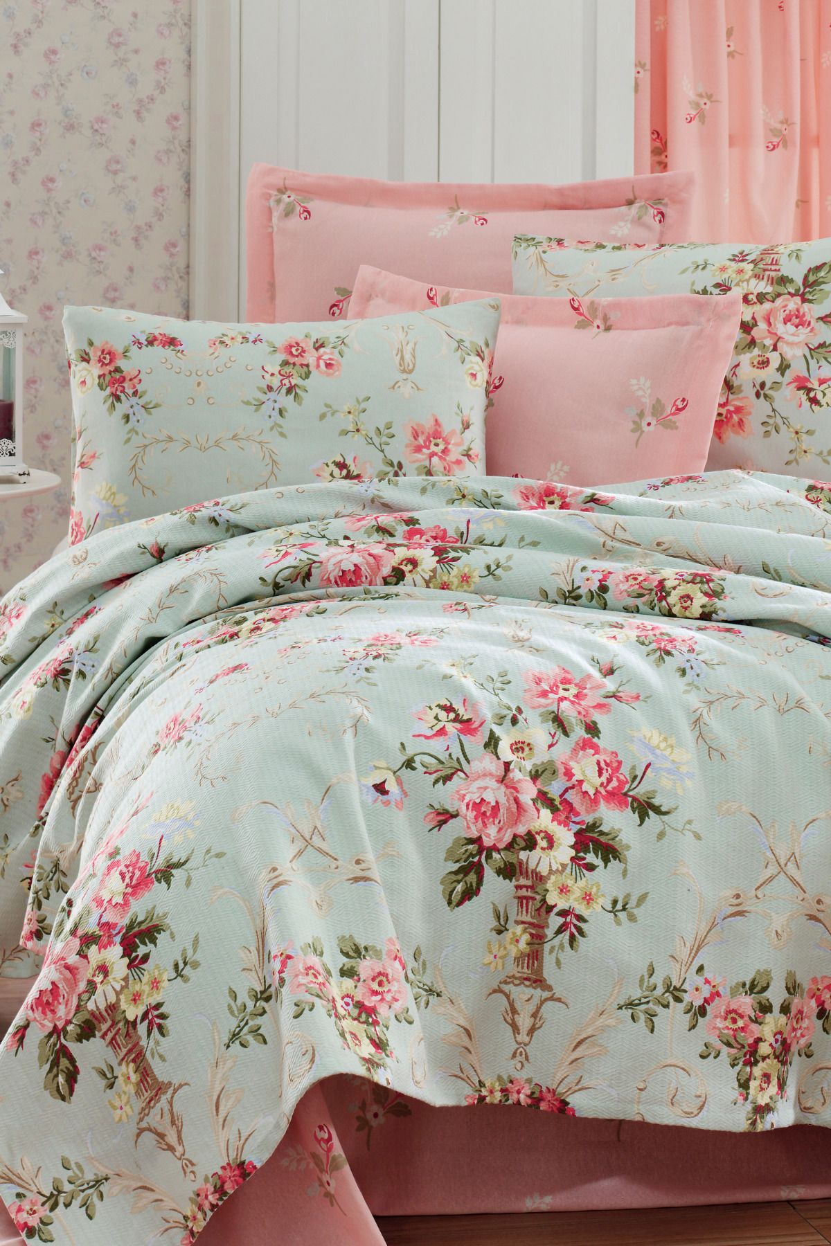 Eponj Home Doğal Pike Baskılı Battal 220x230cm Alanur Mint