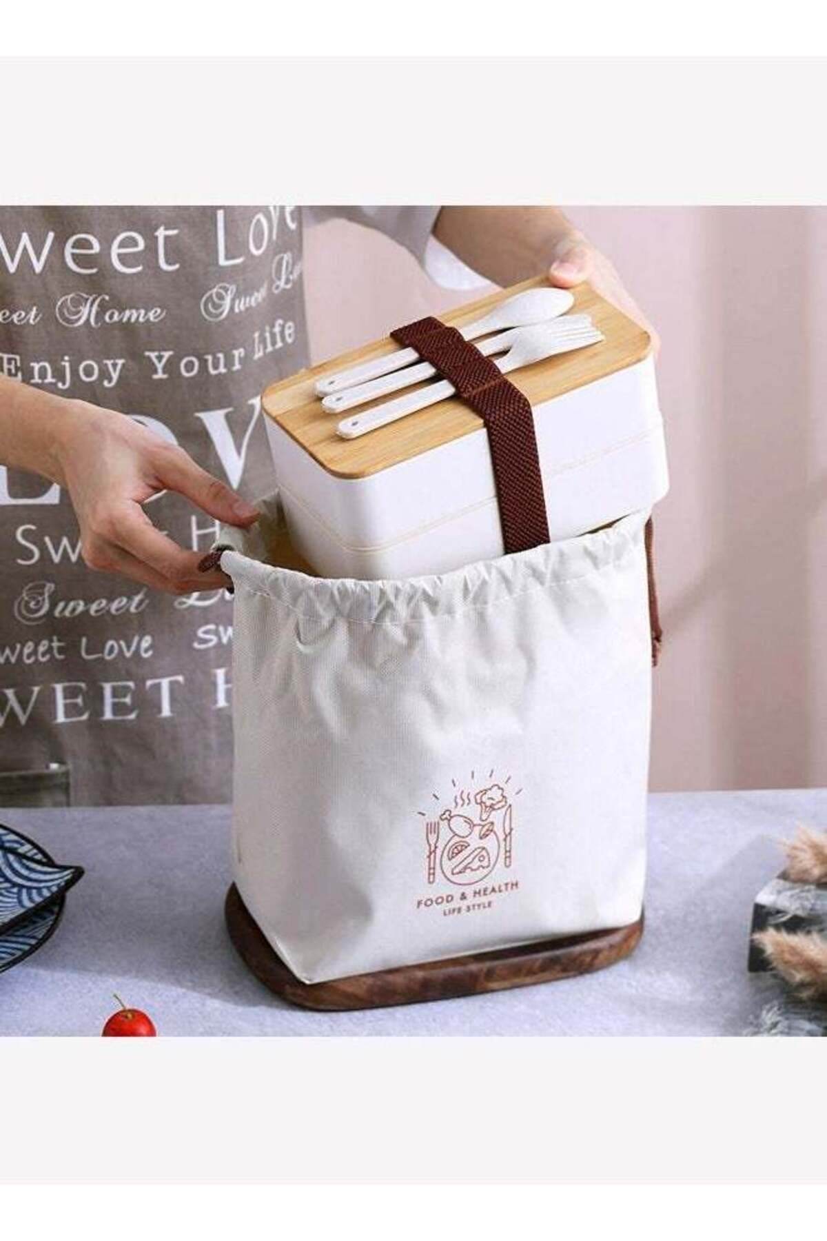COOYA-Double Lid Bento Lunch Box, 2 In 1 Compartment Bento Box Stackable Lunch Container 1200ml 3