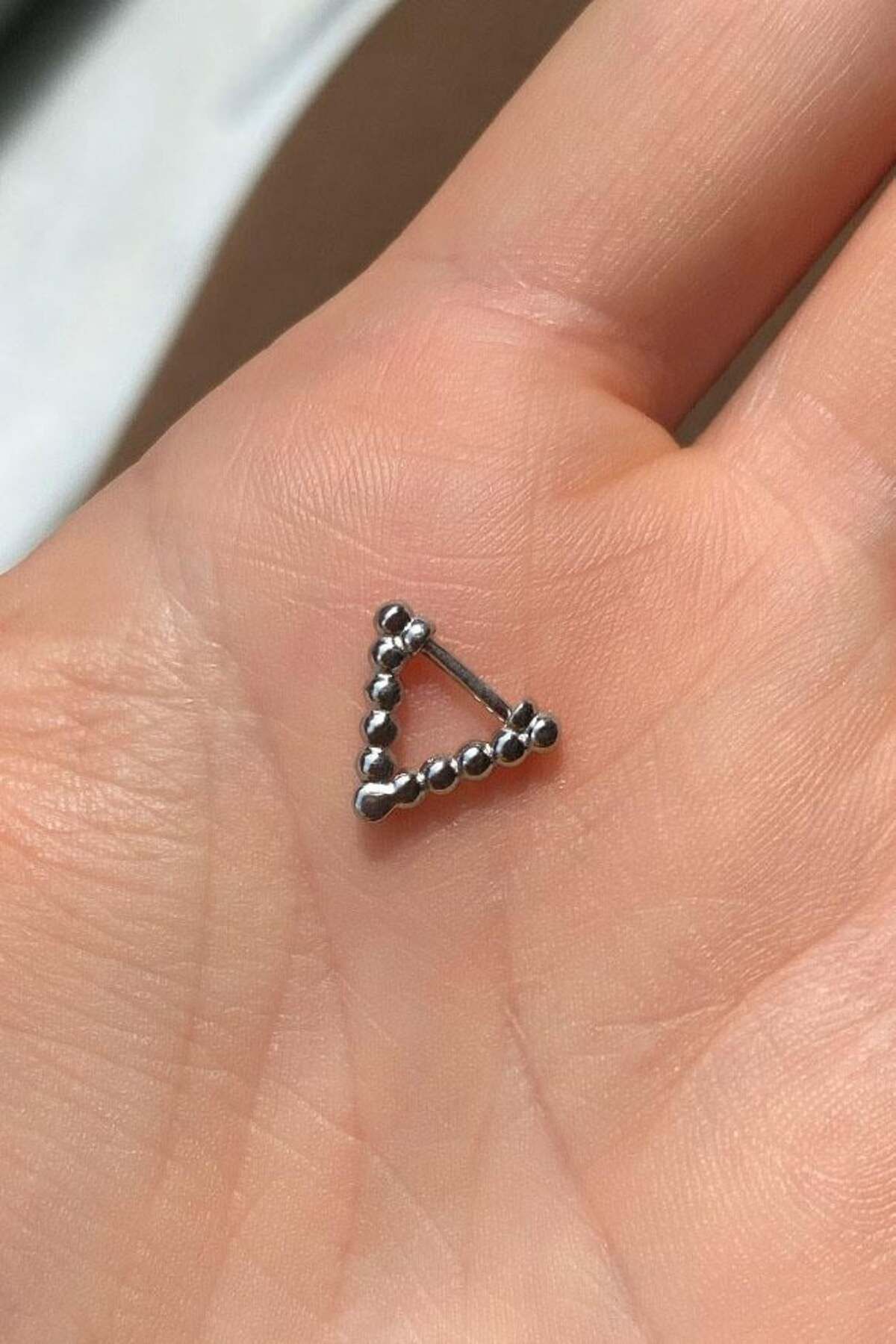 Spossy Silver Jewelry Üçgen Piercing Küpe