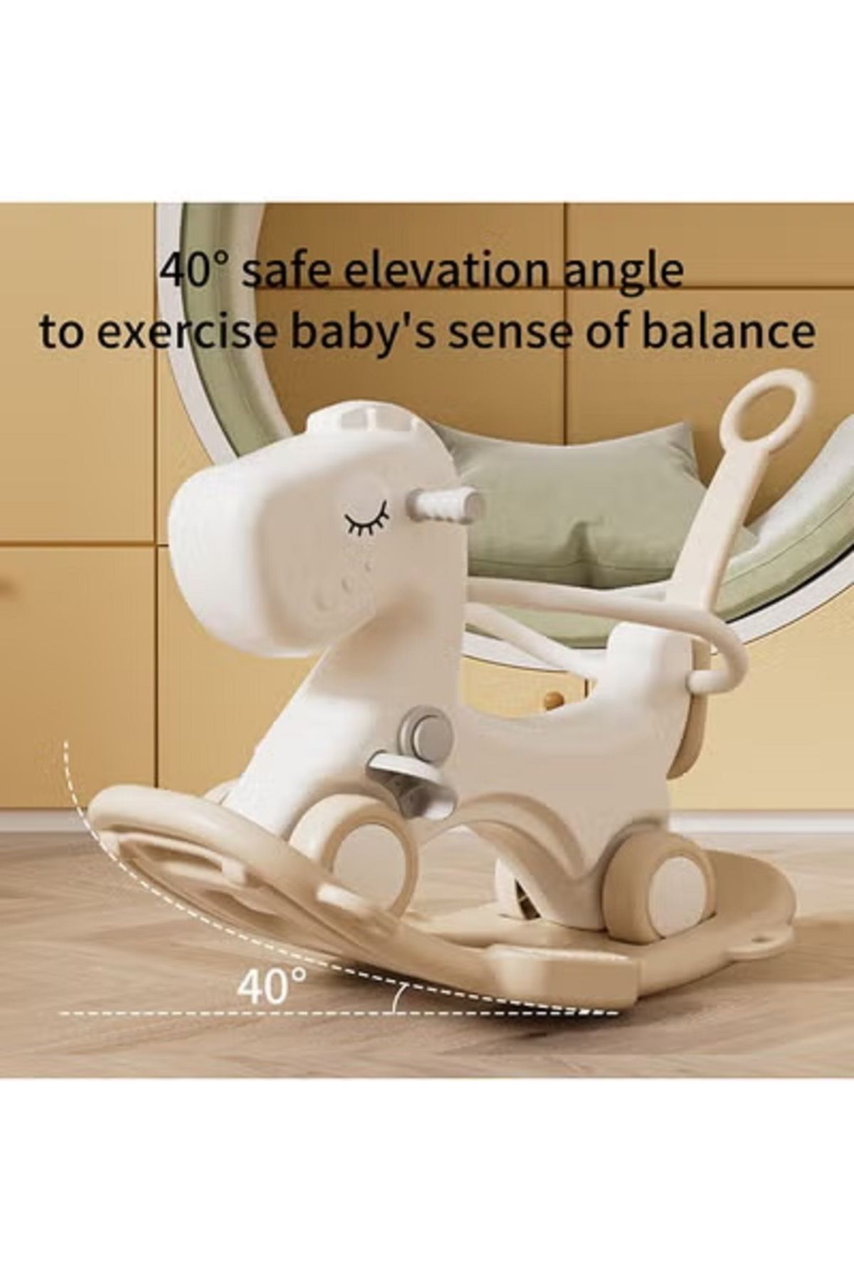 FULLJOY-Rocking Horse with Backrest for Toddlers with Detachable Balance Board and Footrest 3 in 1 3
