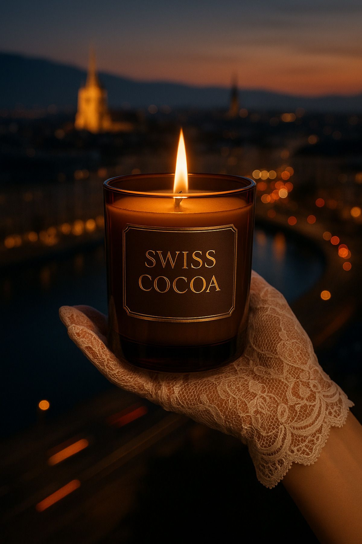 AYA CANDLE İsviçre Çikolatası Kokulu Mum – 200g Cam Bardakta El Yapımı Premium Soya Wax