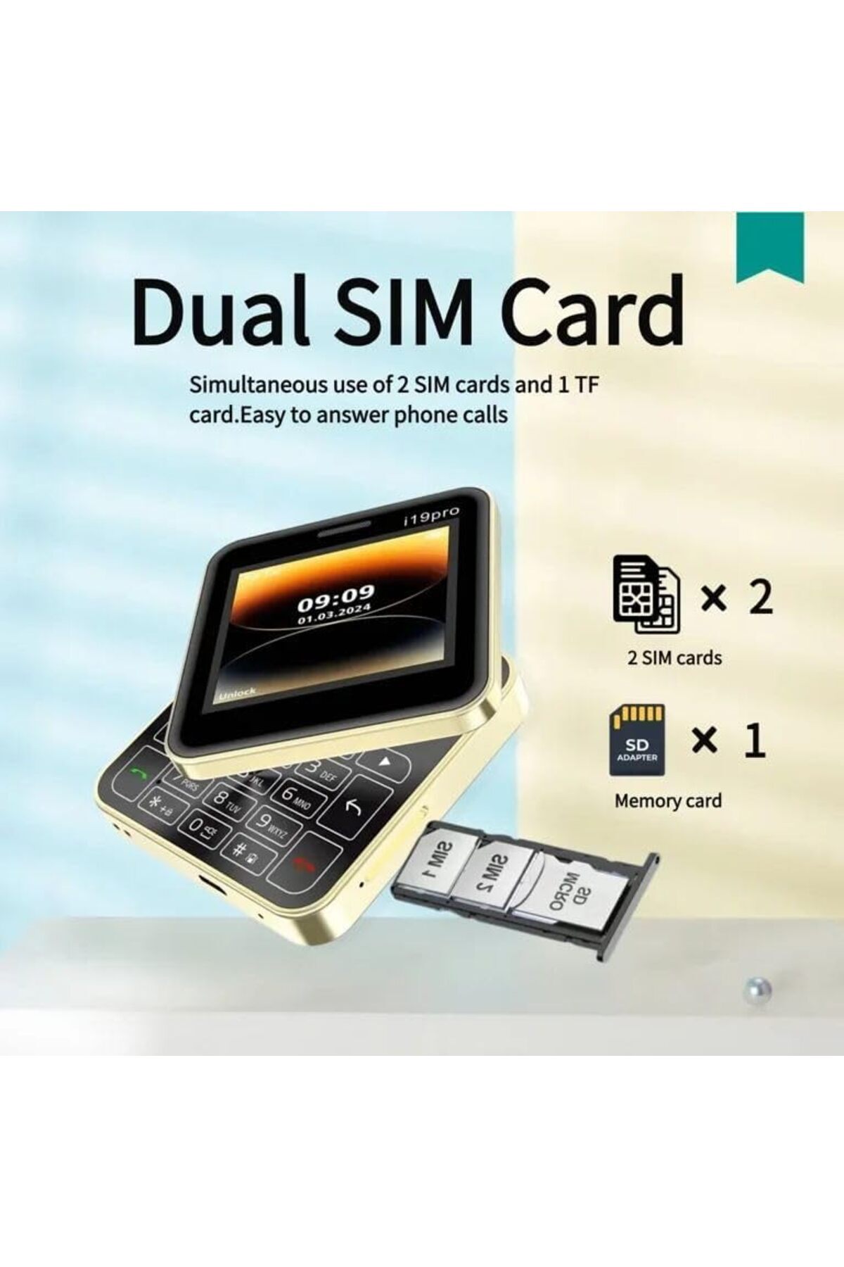 Generic-هاتف i19 Pro 2.4 بوصة منزلق ثنائي الشريحة كلاسيكي قابل للطي 4