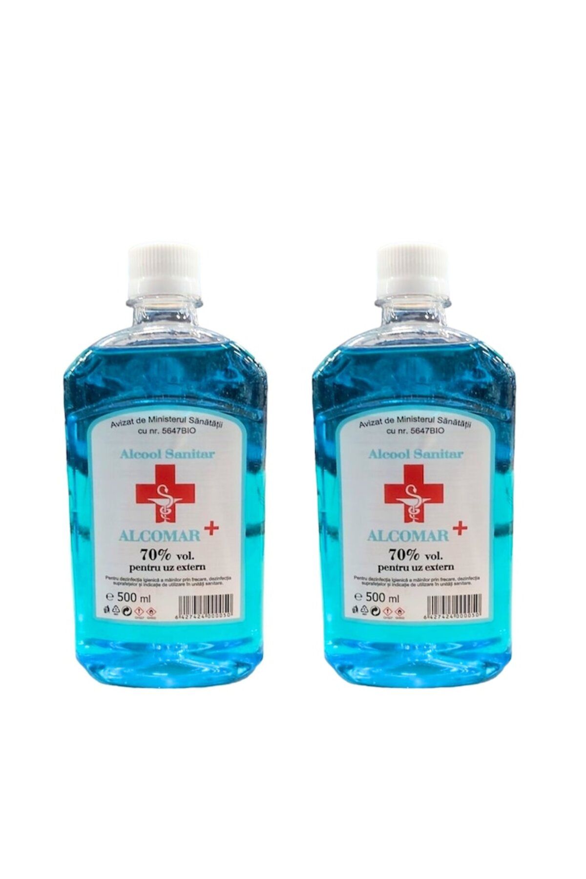 Alcomar-Set of 2x Alcohol Sanitizer, Anti-Bacterial Effect, Concentration 70% alc, 500ml 1