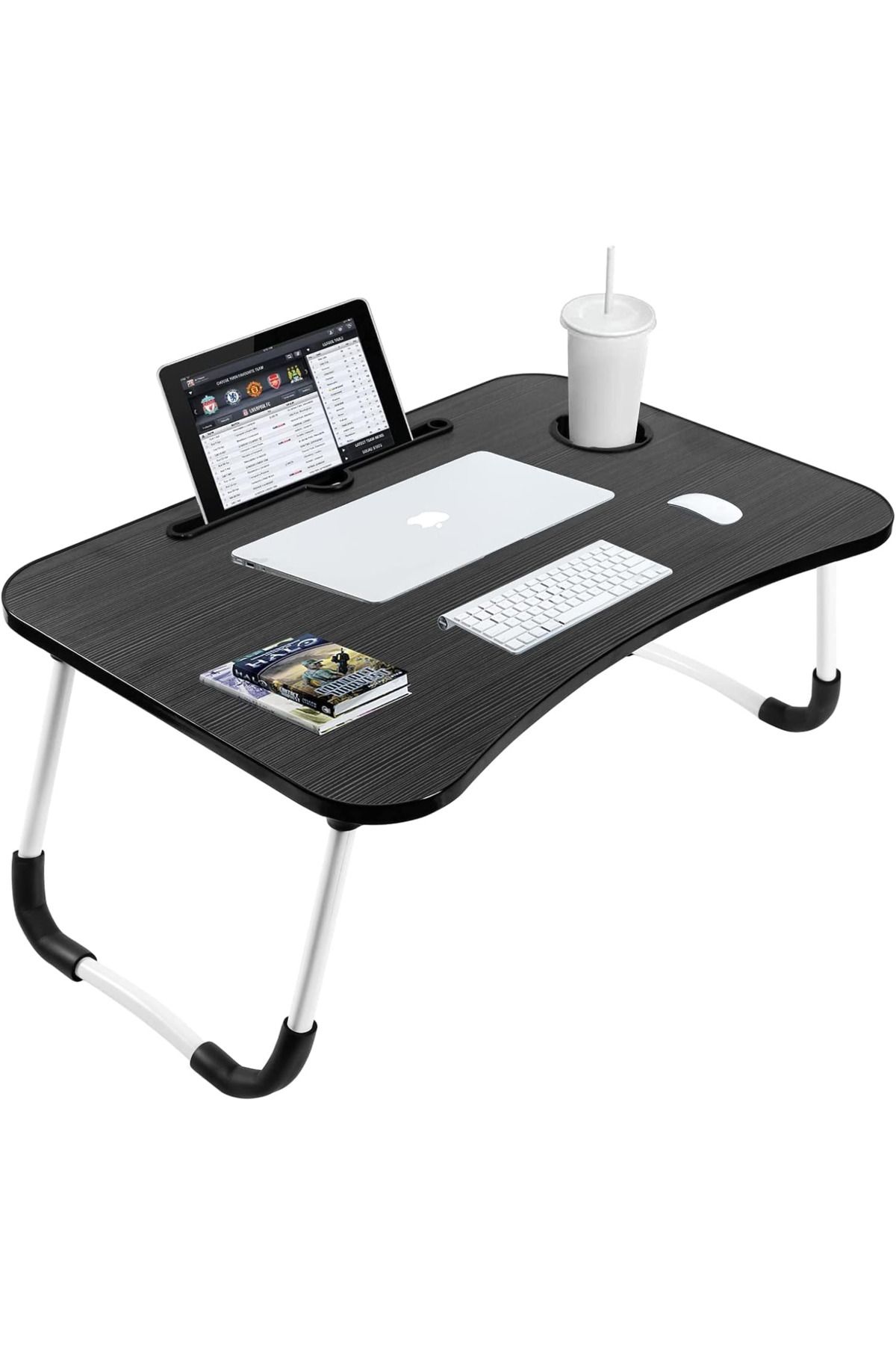 Primo Plus-Portable Folding Laptop Desk For Bed，With Ipad And Cup Holder Adjustable Lap Tray Notebook Stand 1