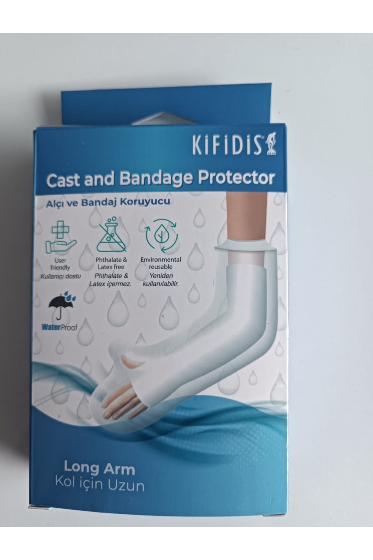 Kifidis Silikon alçı ve bandaj koruyucu UZUN KOL İÇİN