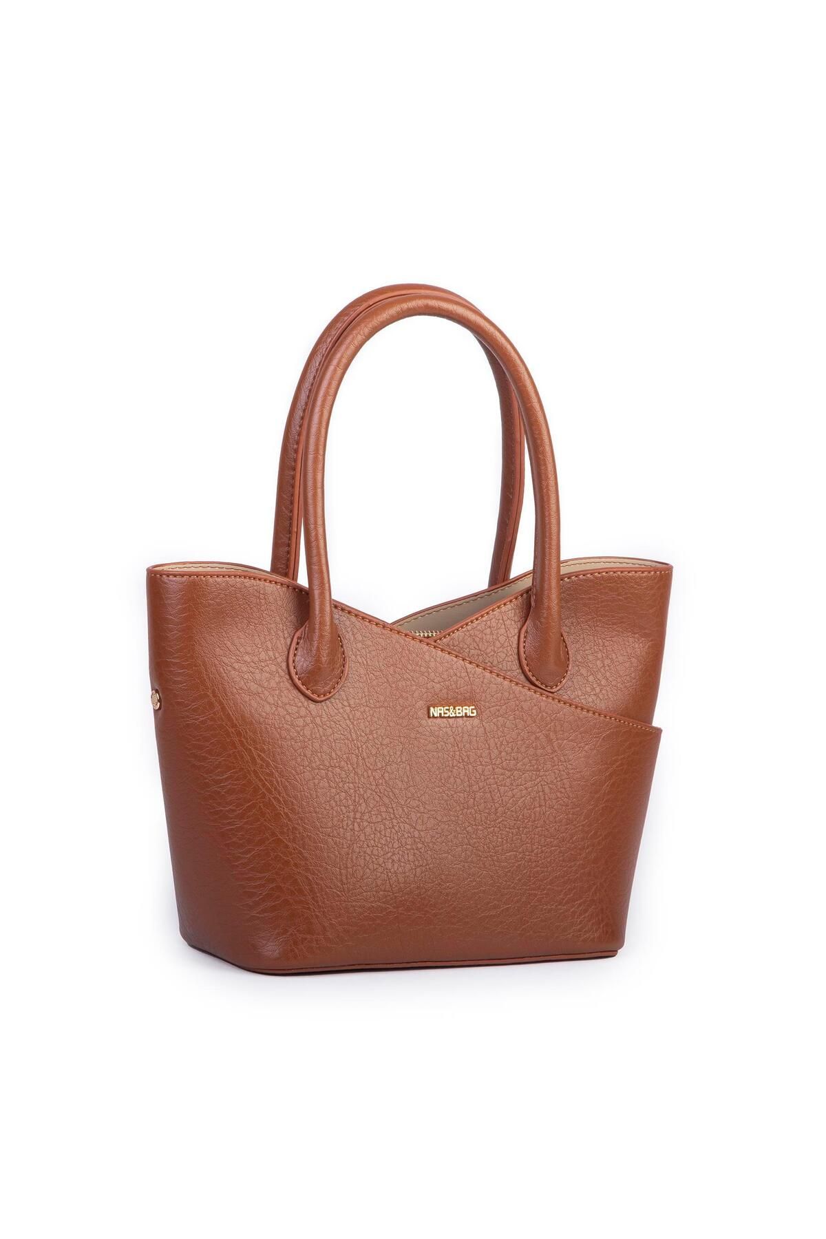 Nas Bag Kadın El ve Omuz Çantası Premium Seri Taba Victoria
