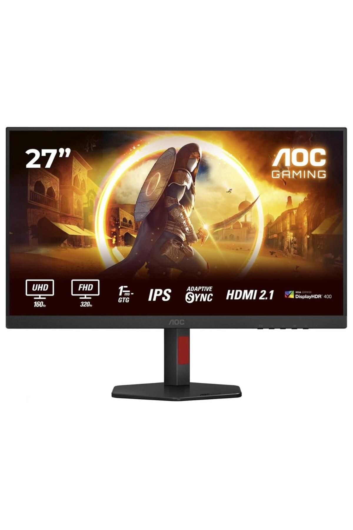 Aoc-AOC 27" UHD Gaming Monitor, Fast IPS, 320Hz, 1ms, HDMI/DP, Pivot, Black/Red 1
