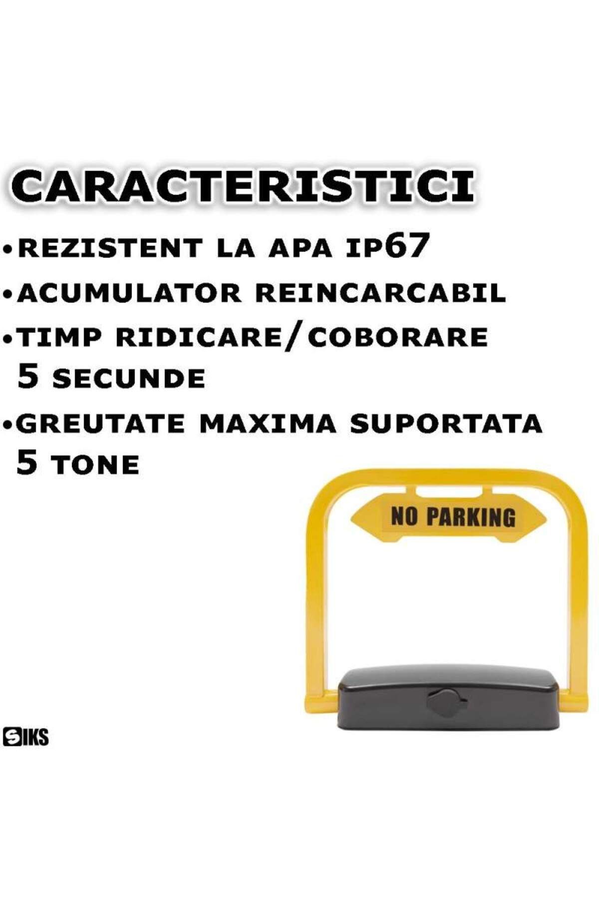 SIKS-Automatic Parking Blocker, Remote Control, Key & Remote Control Included, Rechargeable Battery 5