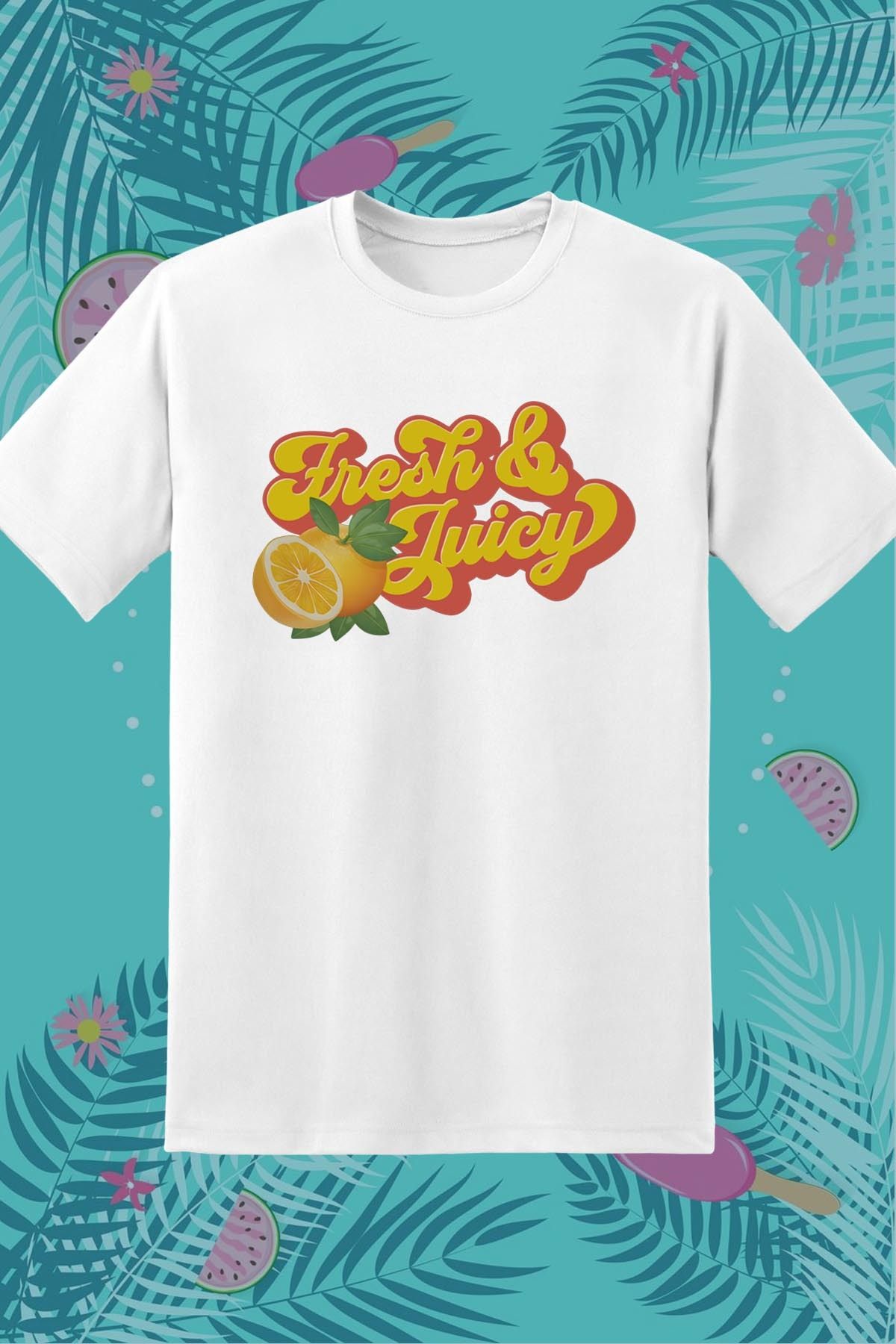 362BASKI Yaz Temalı Fresh And Juicy Baskılı Tshirt