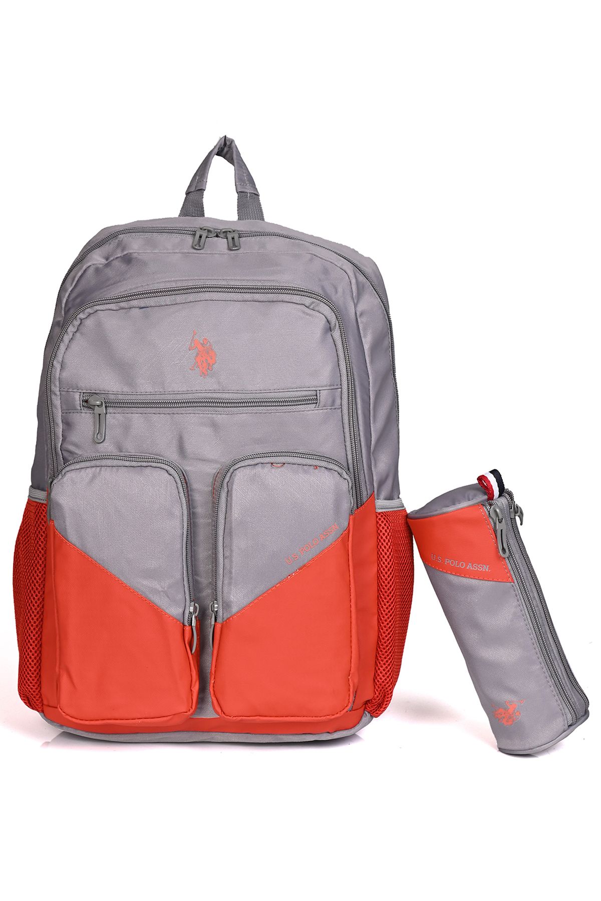 U.S. Polo Assn. U.S. Polo Assn. 2'li Okul Çantası Seti – Kalemlikli, Çok Gözlü, Ergonomik Sırt Çantası Turuncu
