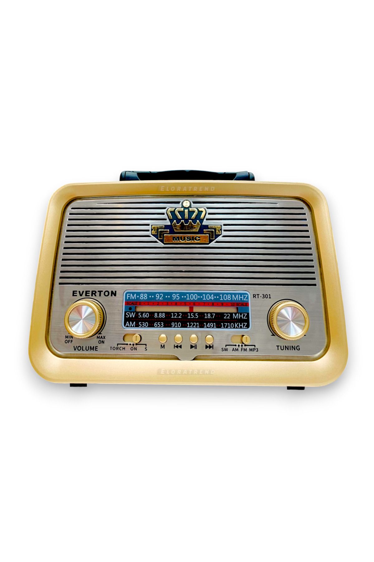Eloratrend RT-301 Ahşap Bluetoothlu Nostaljik Radyo | USB, SD Kart Destekli Mp3 Çalar Müzik Kutusu