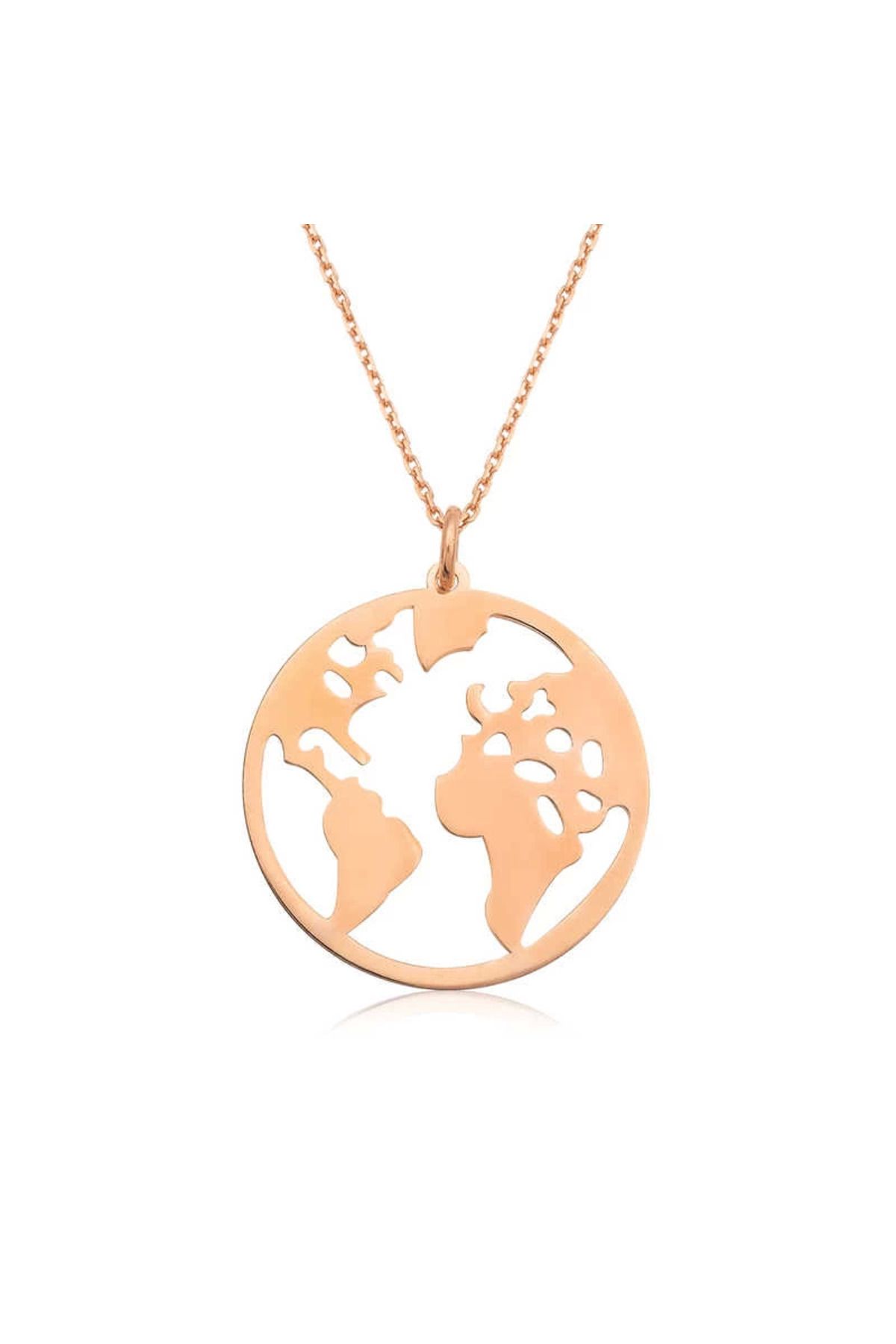 Modafiks 925 Ayar Gümüş Rose Dünya Gümüş Kolye (T4194) (336336)